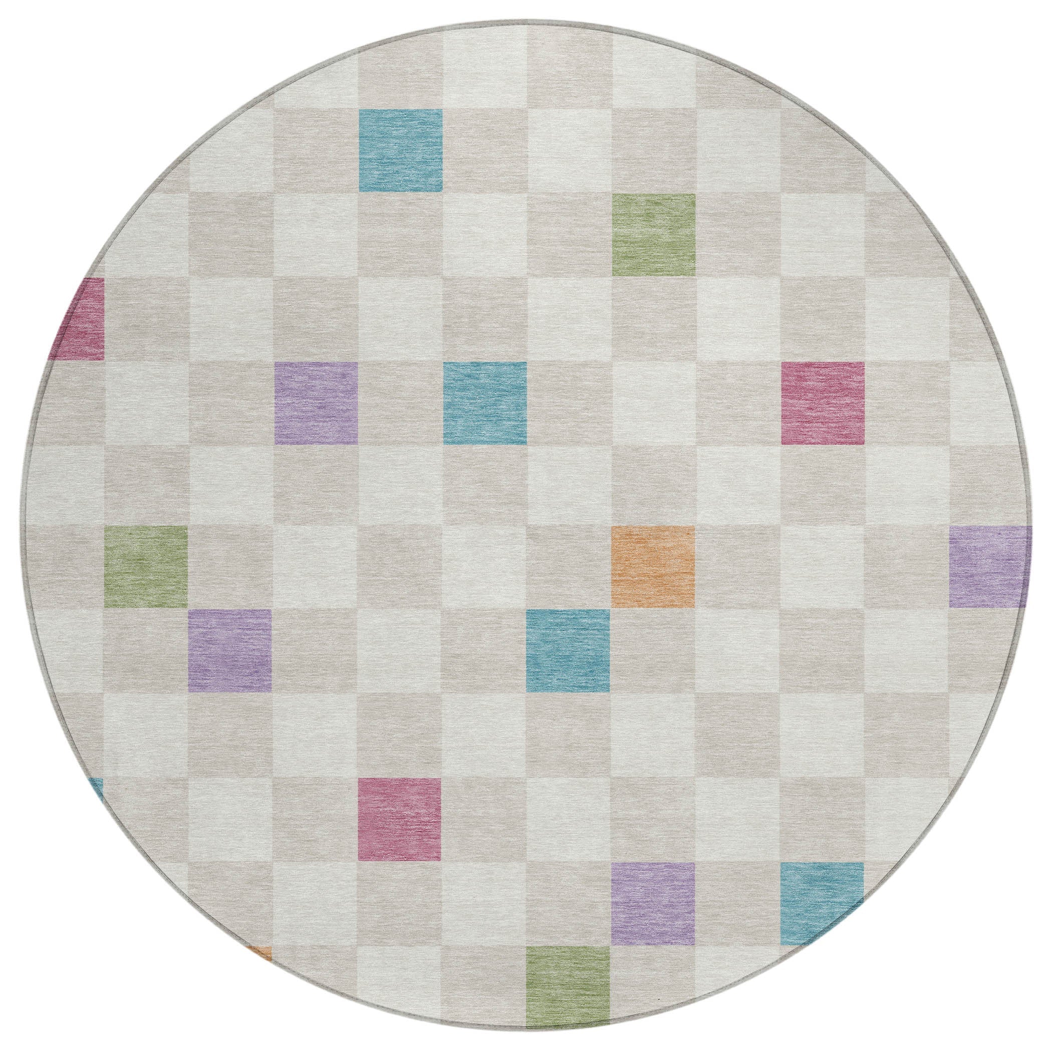 8' Pearl And Ivory Round Geometric Washable Indoor Outdoor Area Rug Homeroots Outdoor