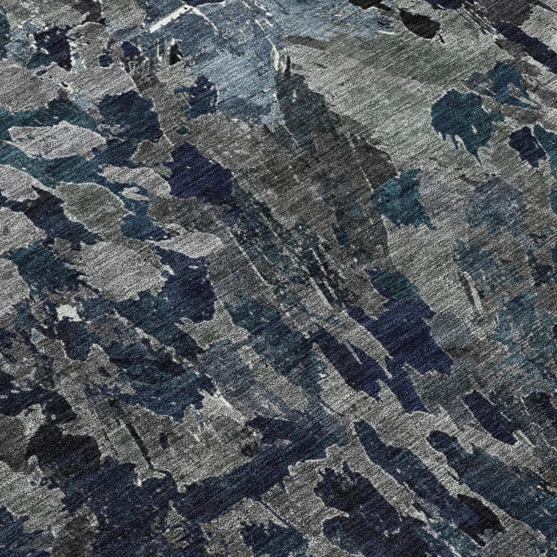 8' Pewter And Gray Round Abstract Washable Indoor Outdoor Area Rug Homeroots Outdoor