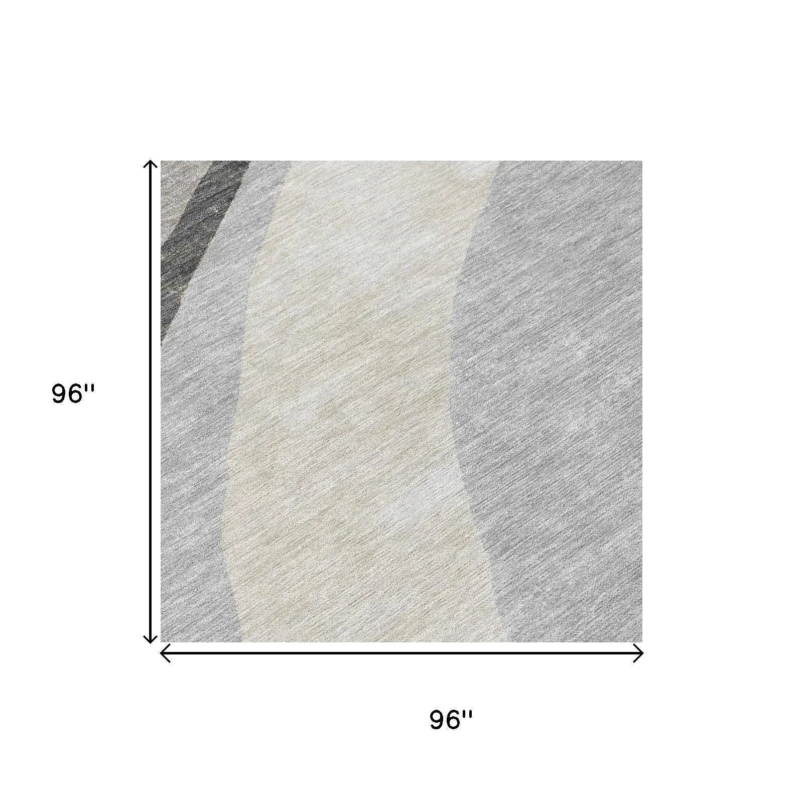 8' Pewter And Gray Round Abstract Washable Indoor Outdoor Area Rug Homeroots Outdoor