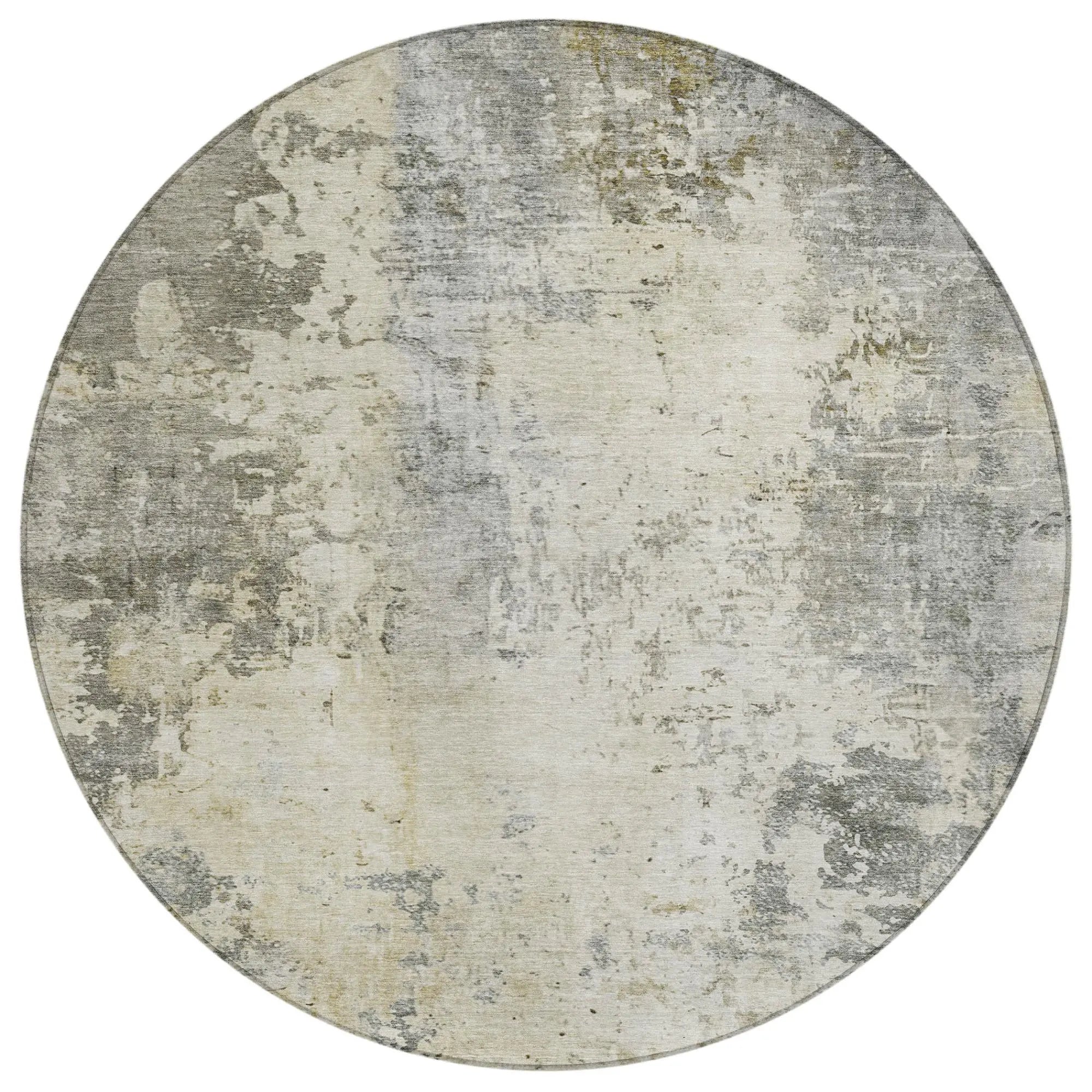 8' Pewter And Gray Round Abstract Washable Indoor Outdoor Area Rug Homeroots Outdoor
