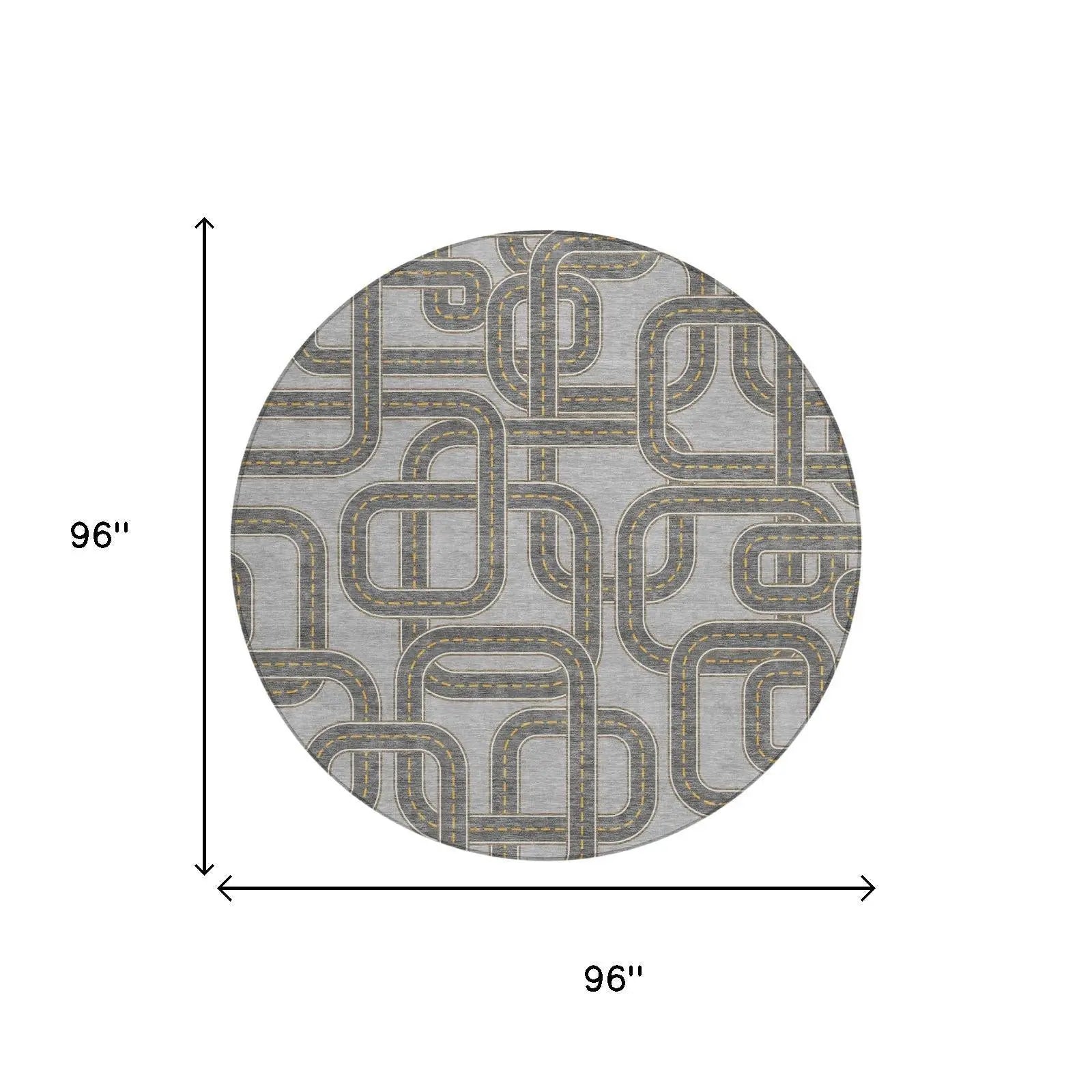 8' Pewter And Gray Round Geometric Washable Indoor Outdoor Area Rug Homeroots Outdoor