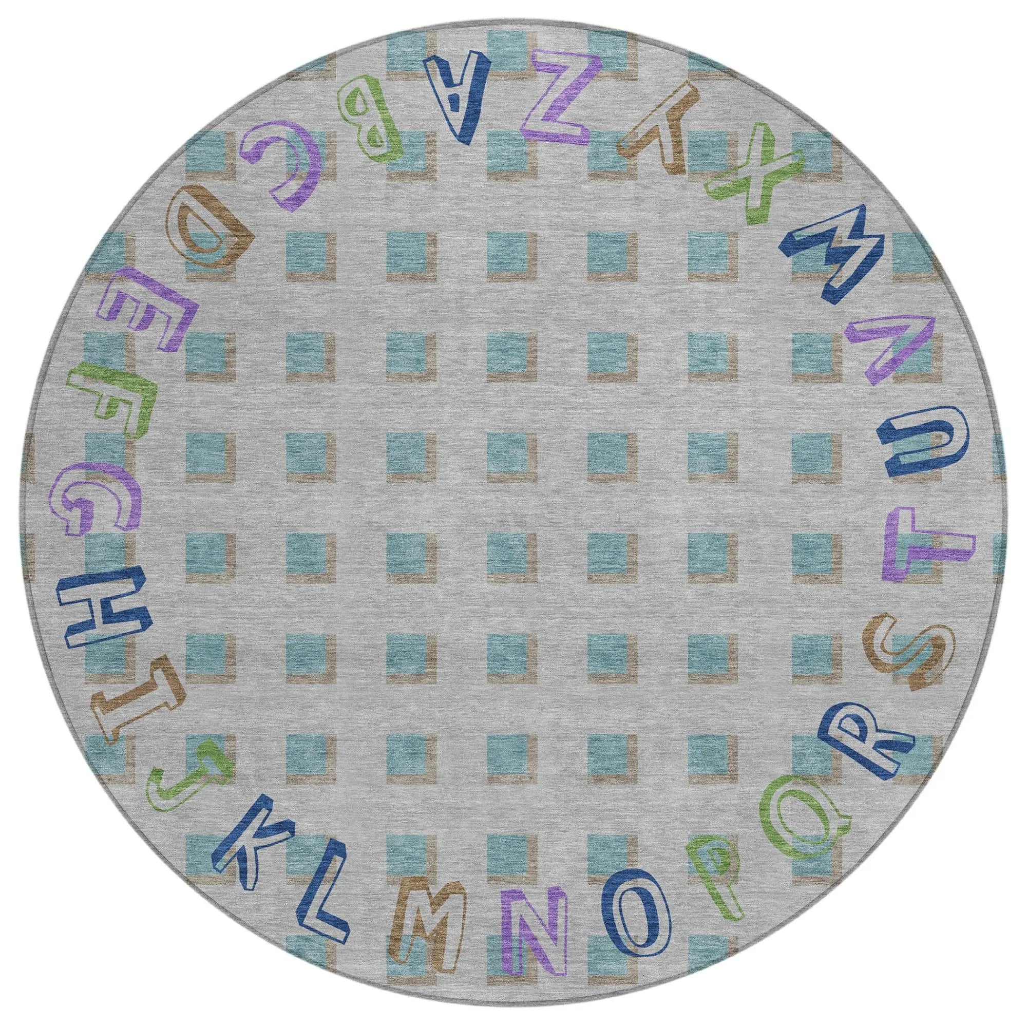 8' Pewter And Gray Round Geometric Washable Indoor Outdoor Area Rug Homeroots Outdoor