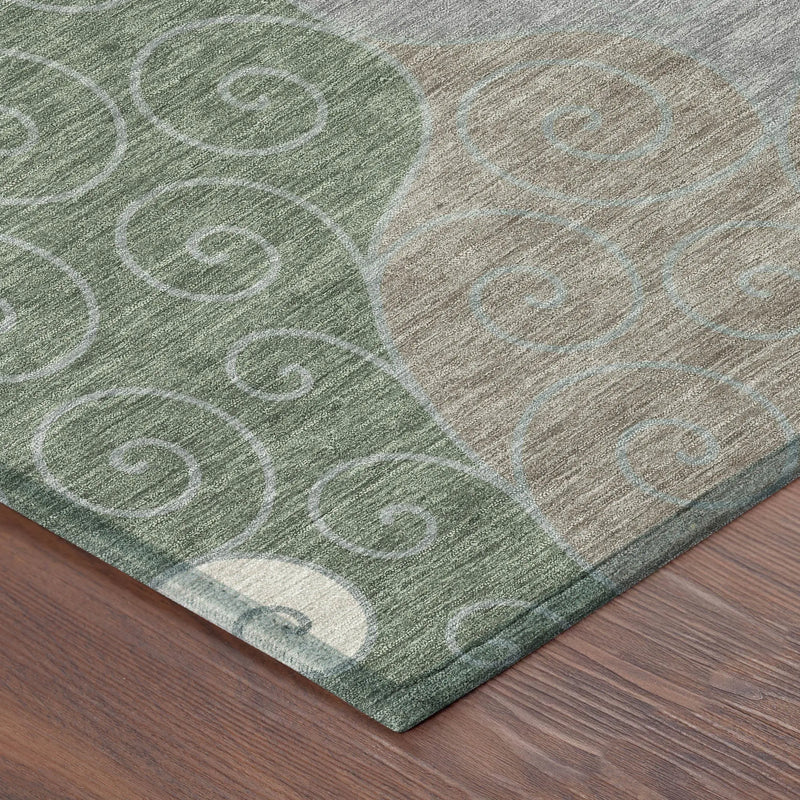 8' Pewter And Taupe Round Abstract Washable Indoor Outdoor Area Rug Homeroots Outdoor
