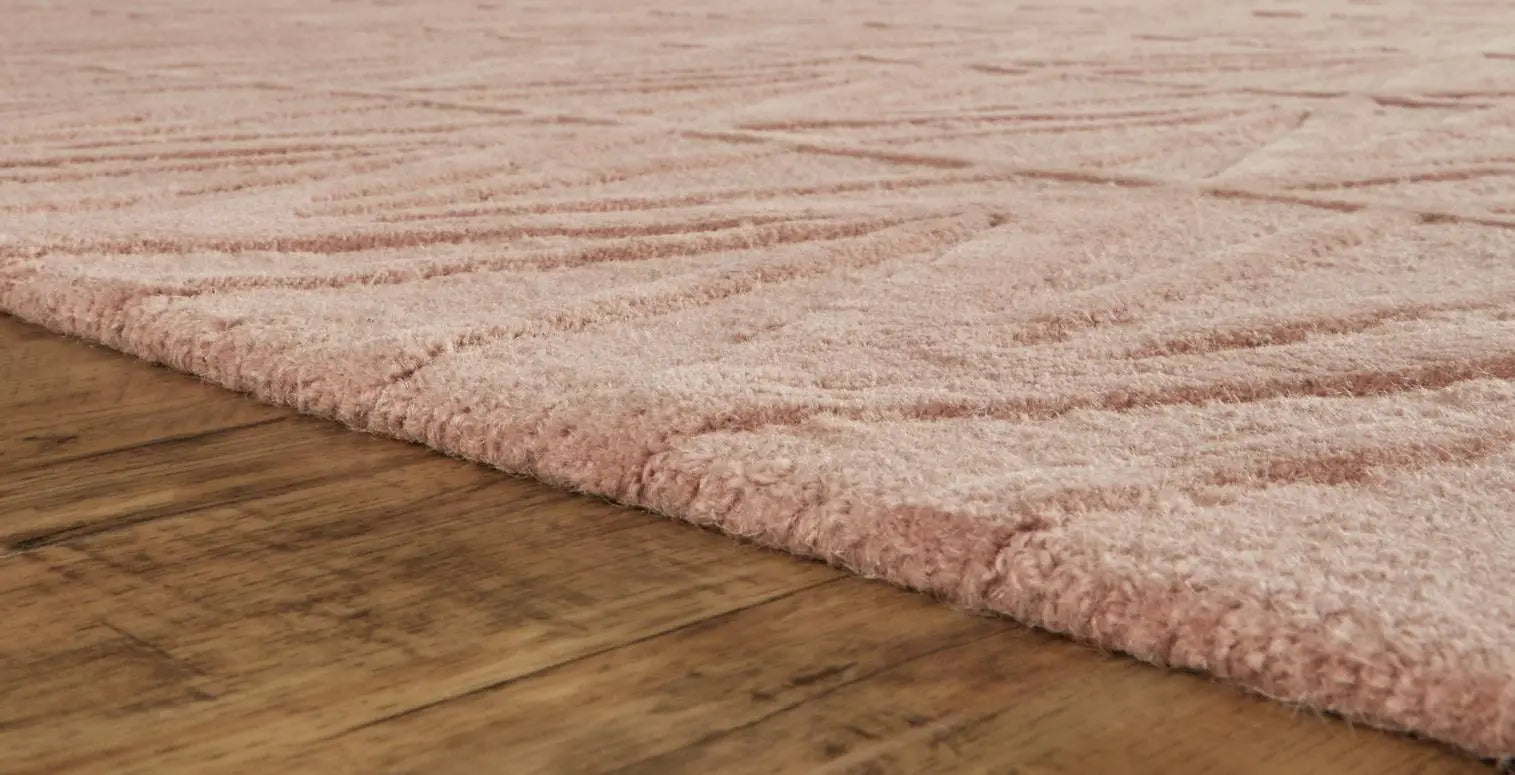 8' Pink And Beige Wool Geometric Hand Tufted Area Rug Homeroots Home Decor