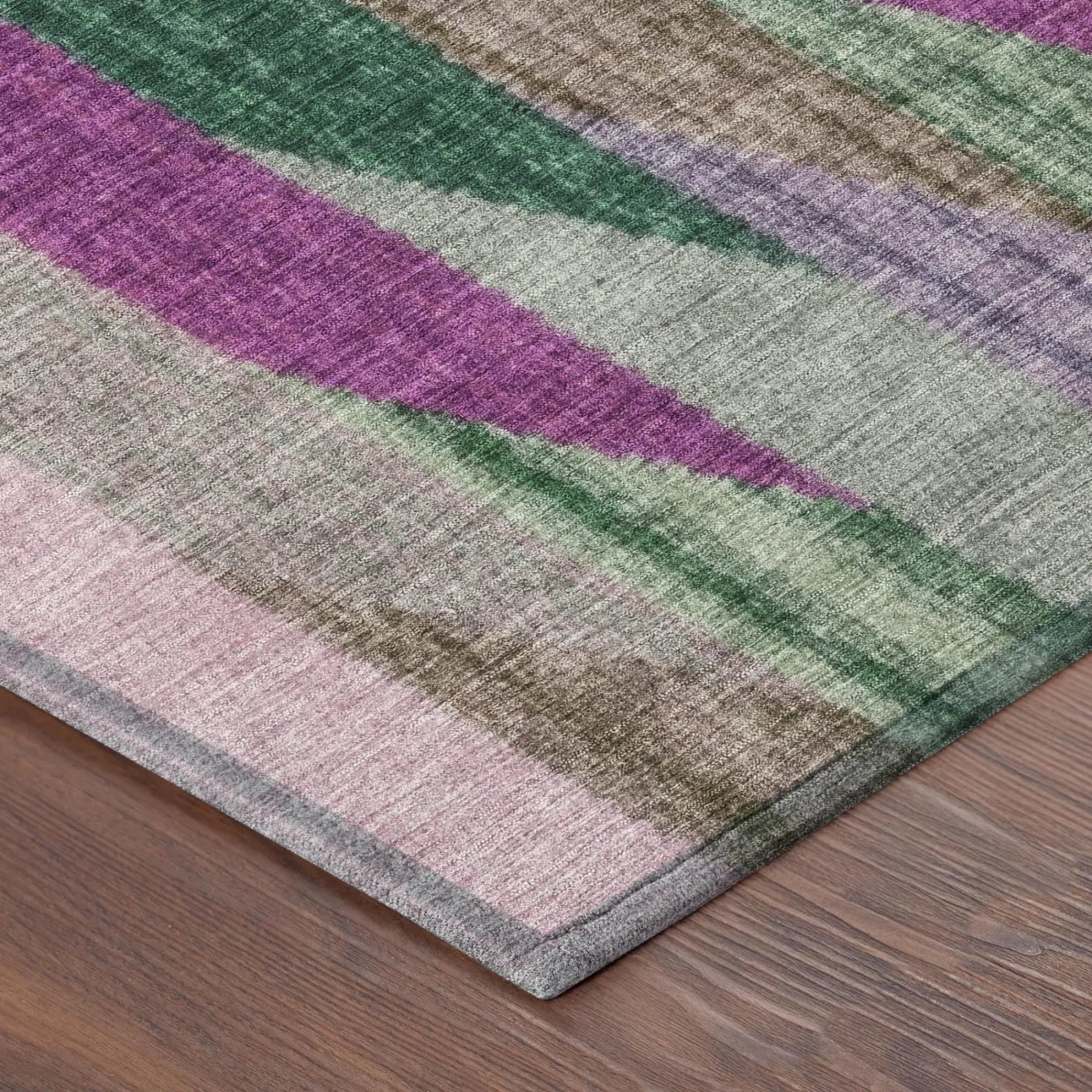 8' Pink And Green Round Striped Washable Indoor Outdoor Area Rug Homeroots Outdoor