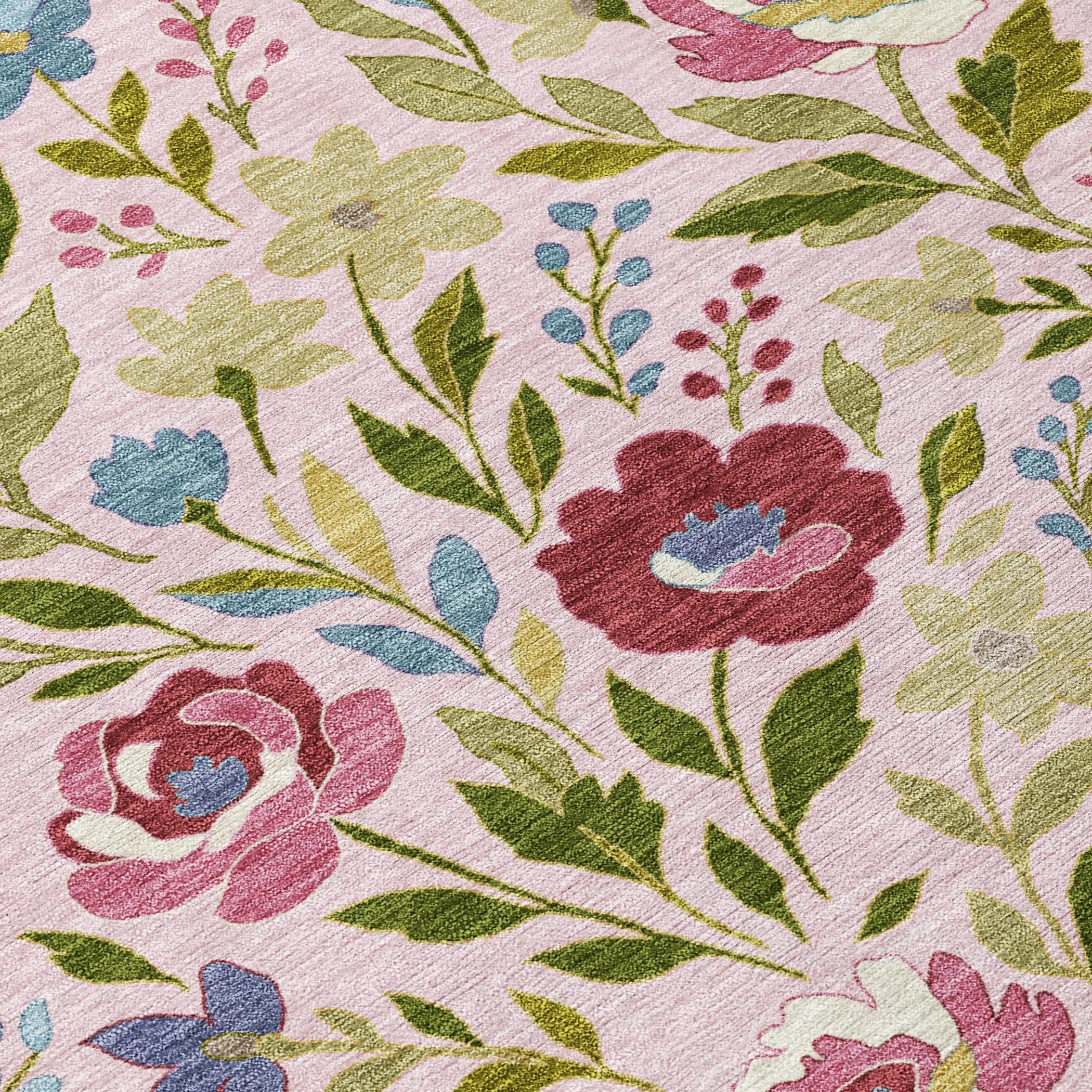 8' Pink And Linen Round Floral Washable Indoor Outdoor Area Rug Homeroots Outdoor