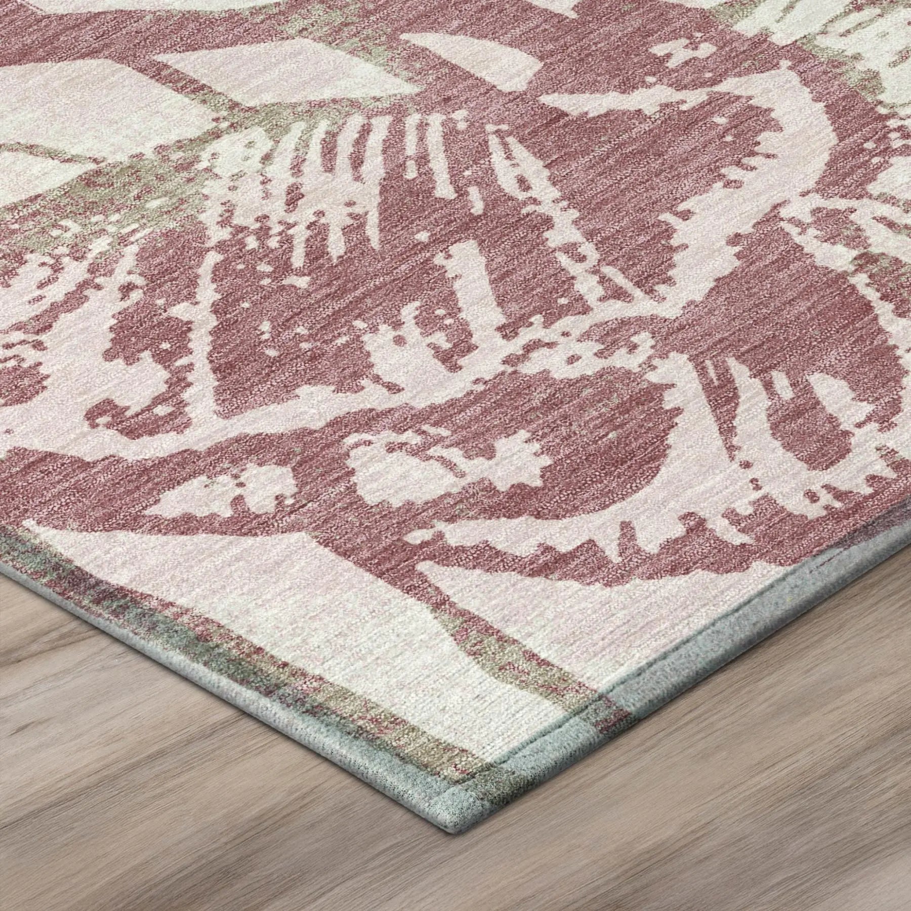 8' Pink And Linen Round Floral Washable Indoor Outdoor Area Rug Homeroots Outdoor