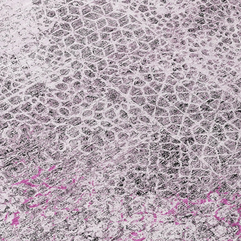 8' Pink And Pewter Round Abstract Washable Indoor Outdoor Area Rug Homeroots Outdoor