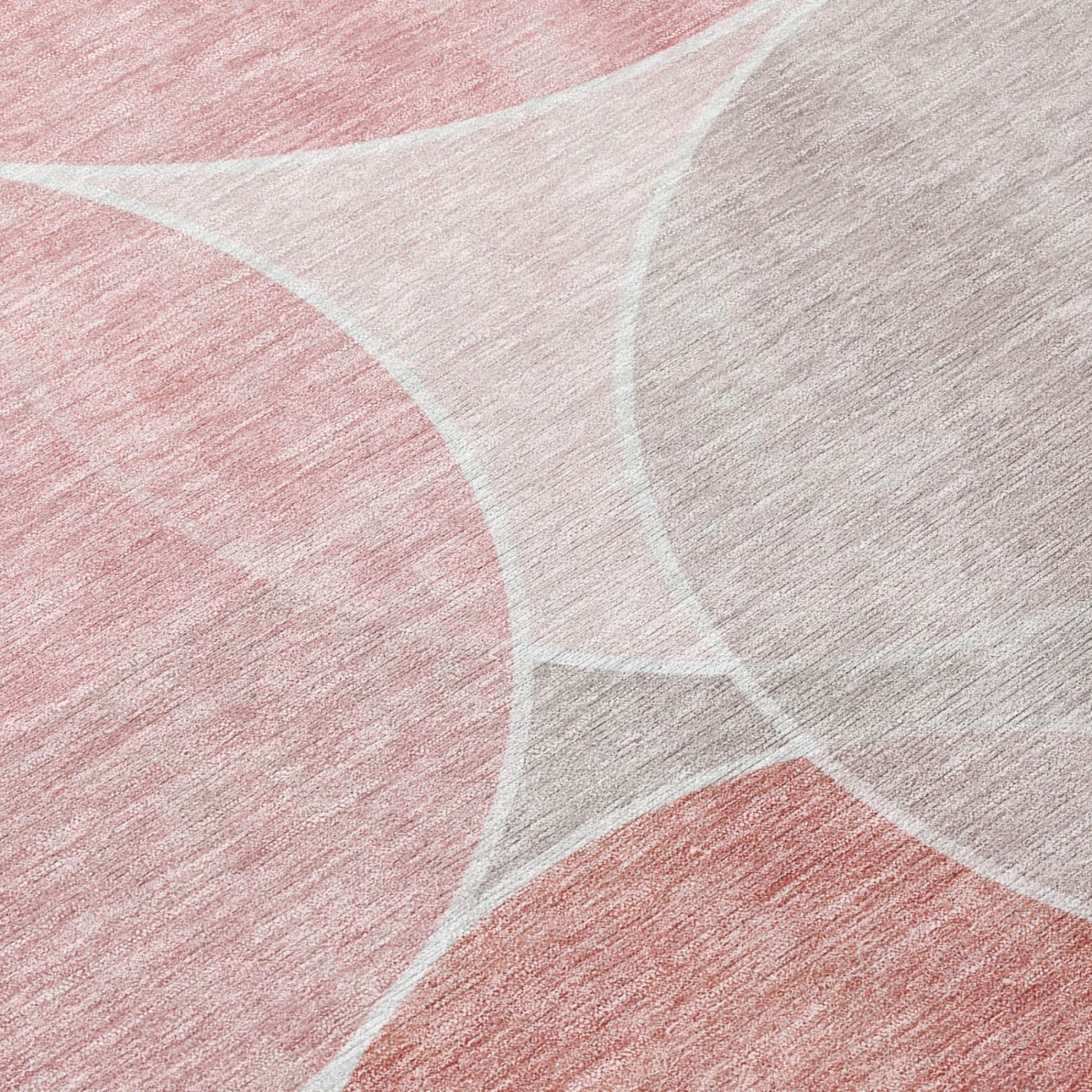8' Pink And Pewter Round Geometric Washable Indoor Outdoor Area Rug Homeroots Outdoor