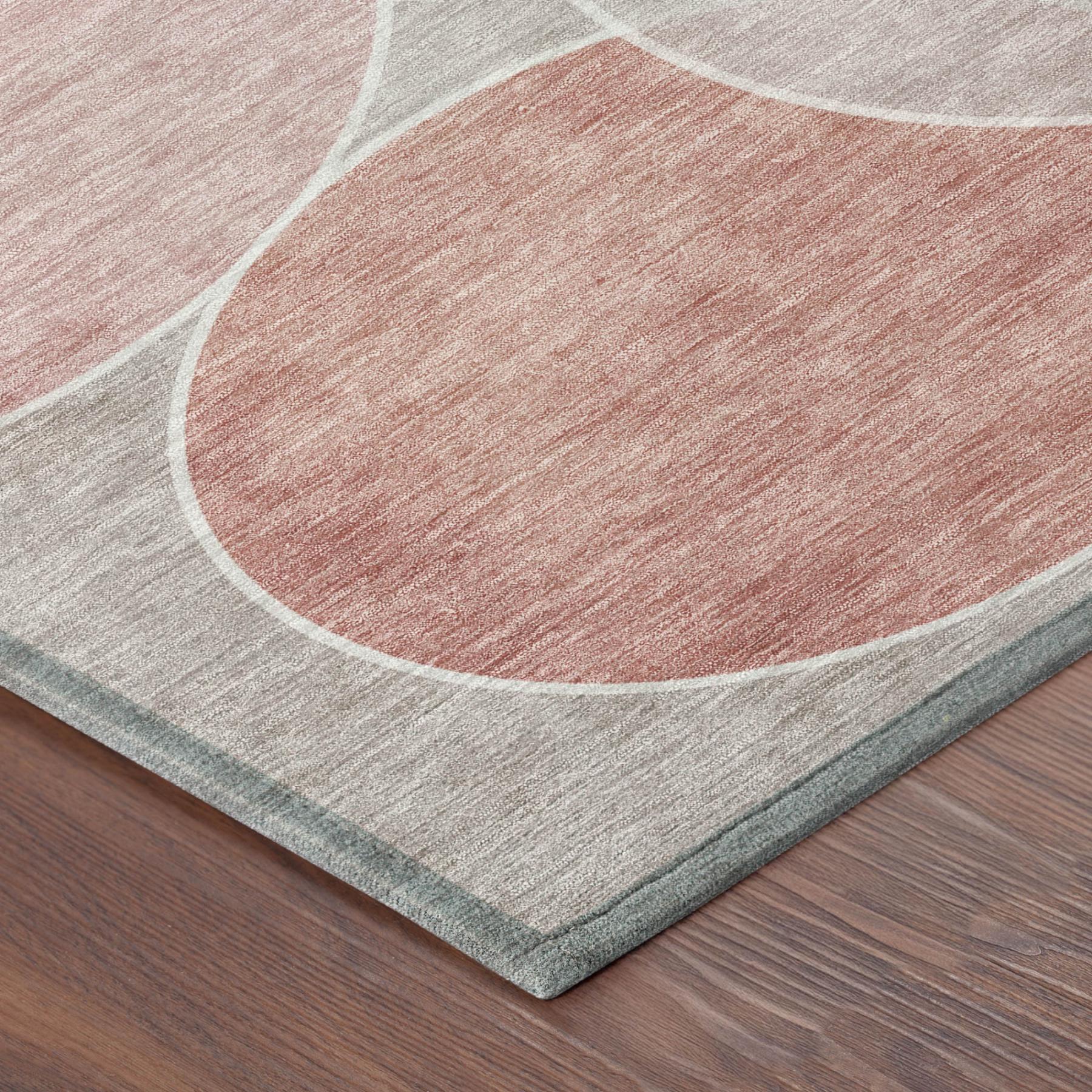 8' Pink And Pewter Round Geometric Washable Indoor Outdoor Area Rug Homeroots Outdoor