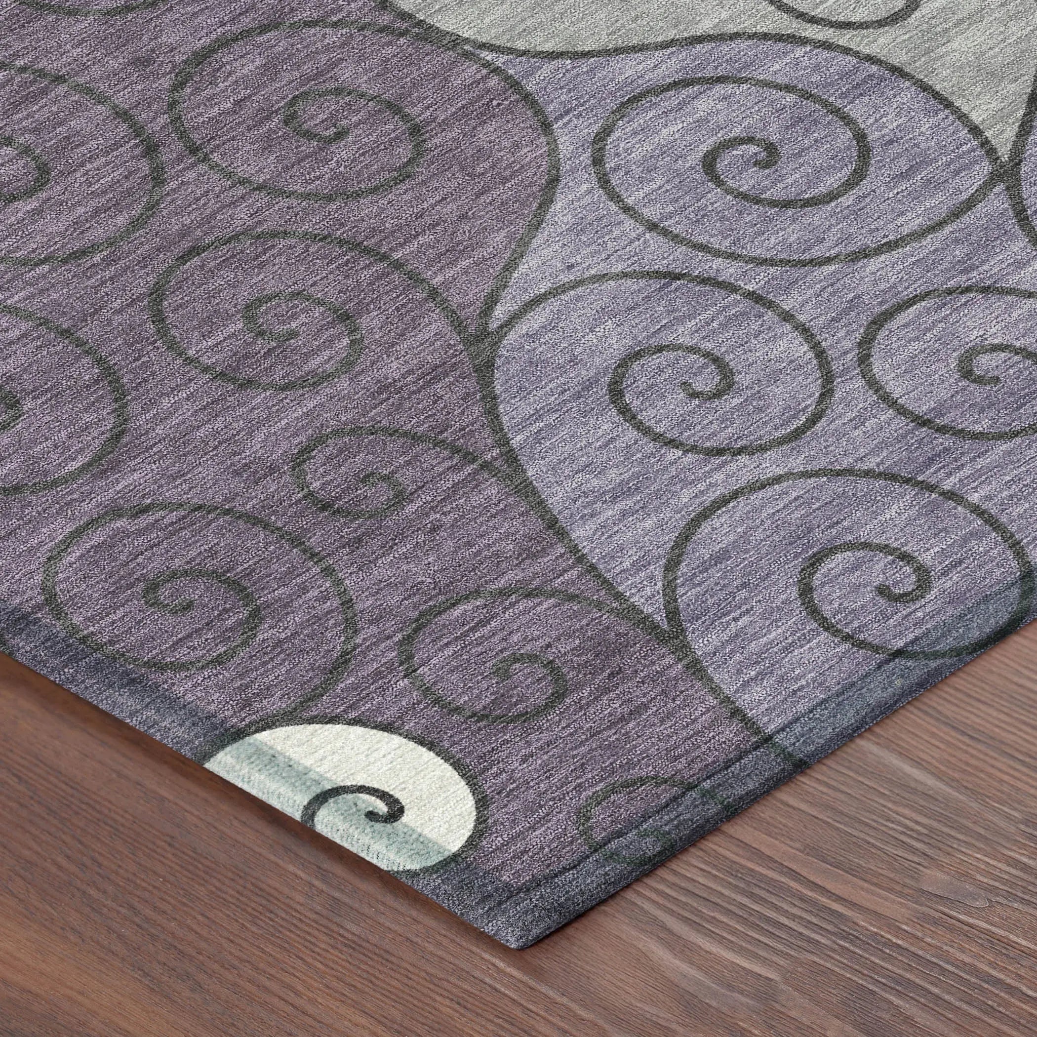 8' Plum And Gray Round Abstract Washable Indoor Outdoor Area Rug Homeroots Outdoor