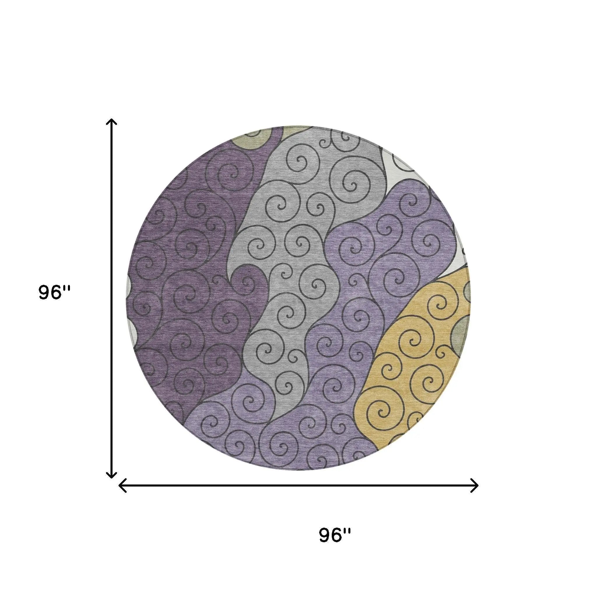 8' Plum And Gray Round Abstract Washable Indoor Outdoor Area Rug Homeroots Outdoor