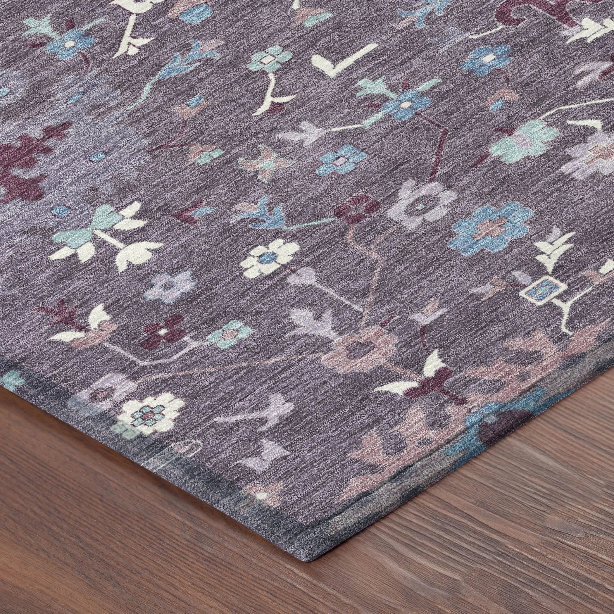 8' Plum And Lavender Round Faux Bois Washable Indoor Outdoor Area Rug Homeroots Outdoor