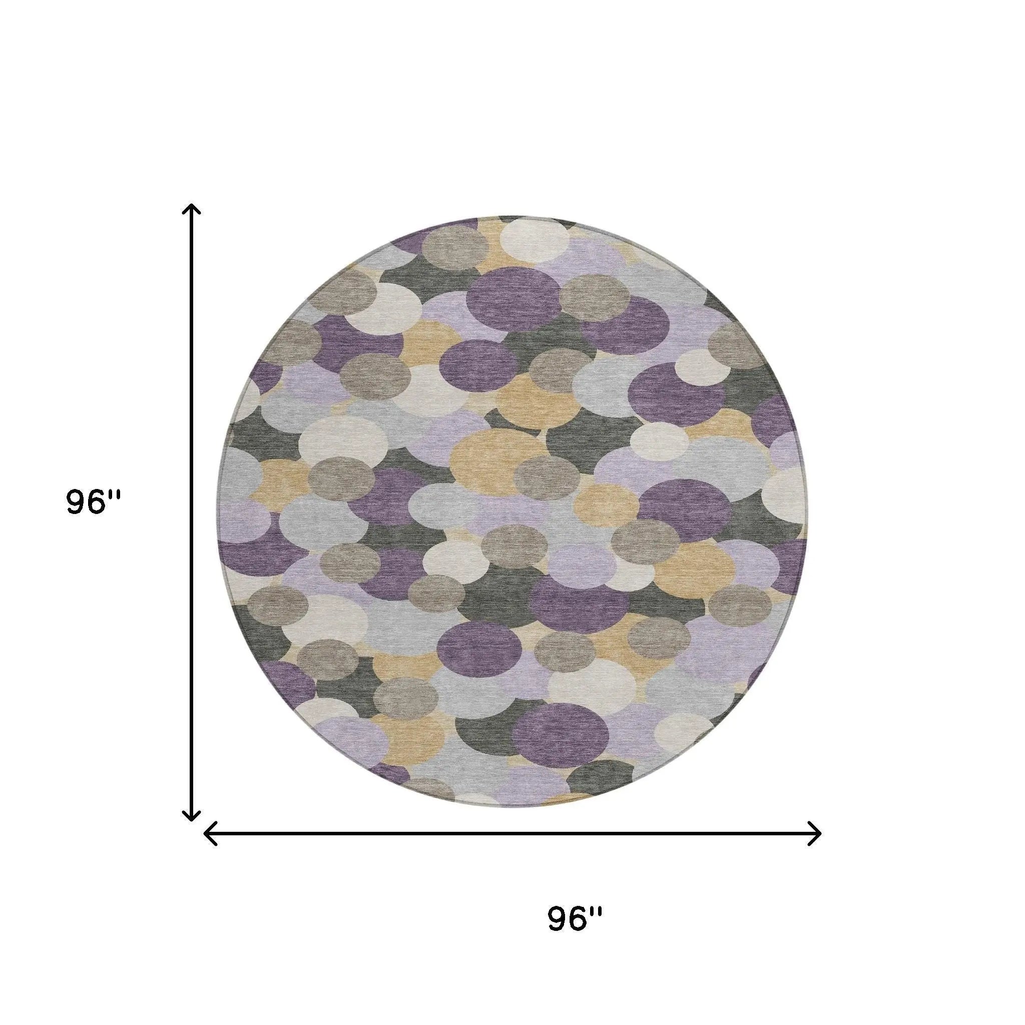 8' Plum And Lavender Round Geometric Washable Indoor Outdoor Area Rug Homeroots Outdoor