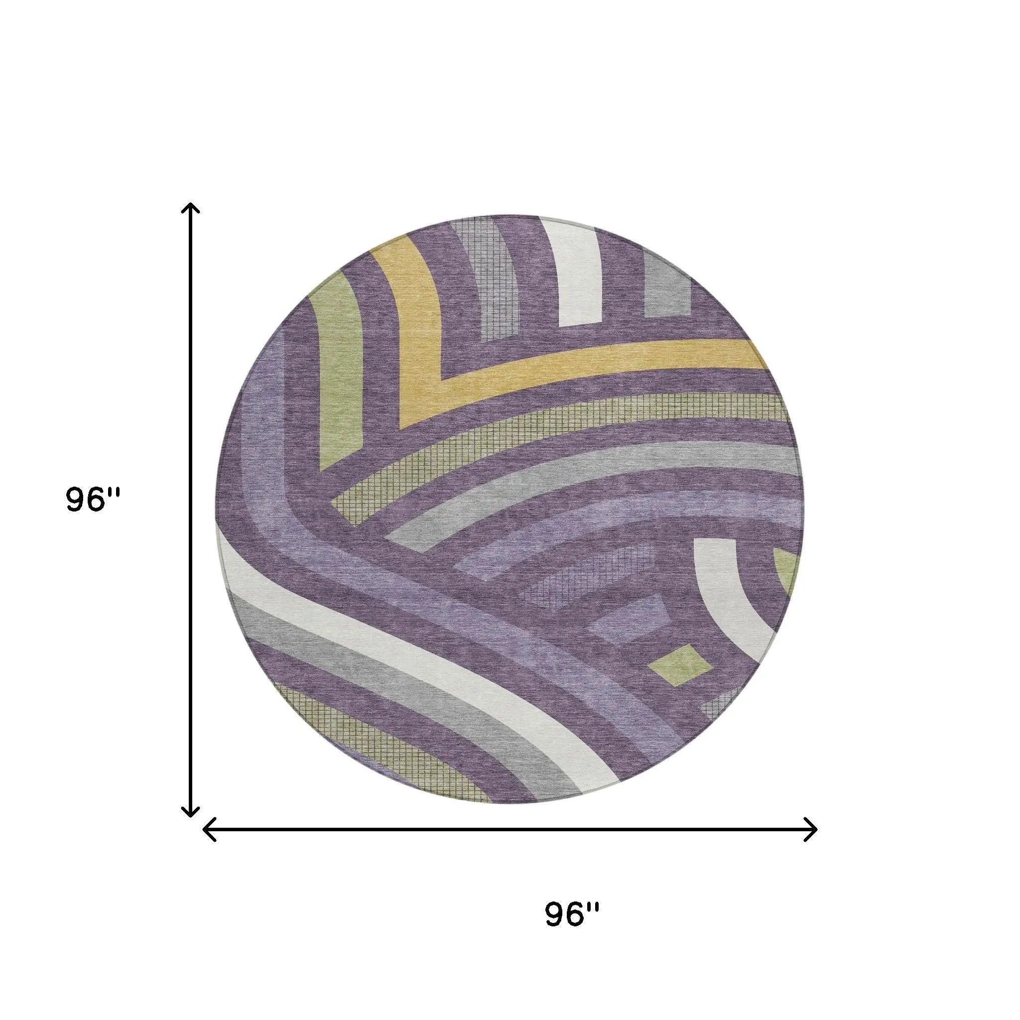 8' Plum And Purple Round Abstract Washable Indoor Outdoor Area Rug Homeroots Outdoor