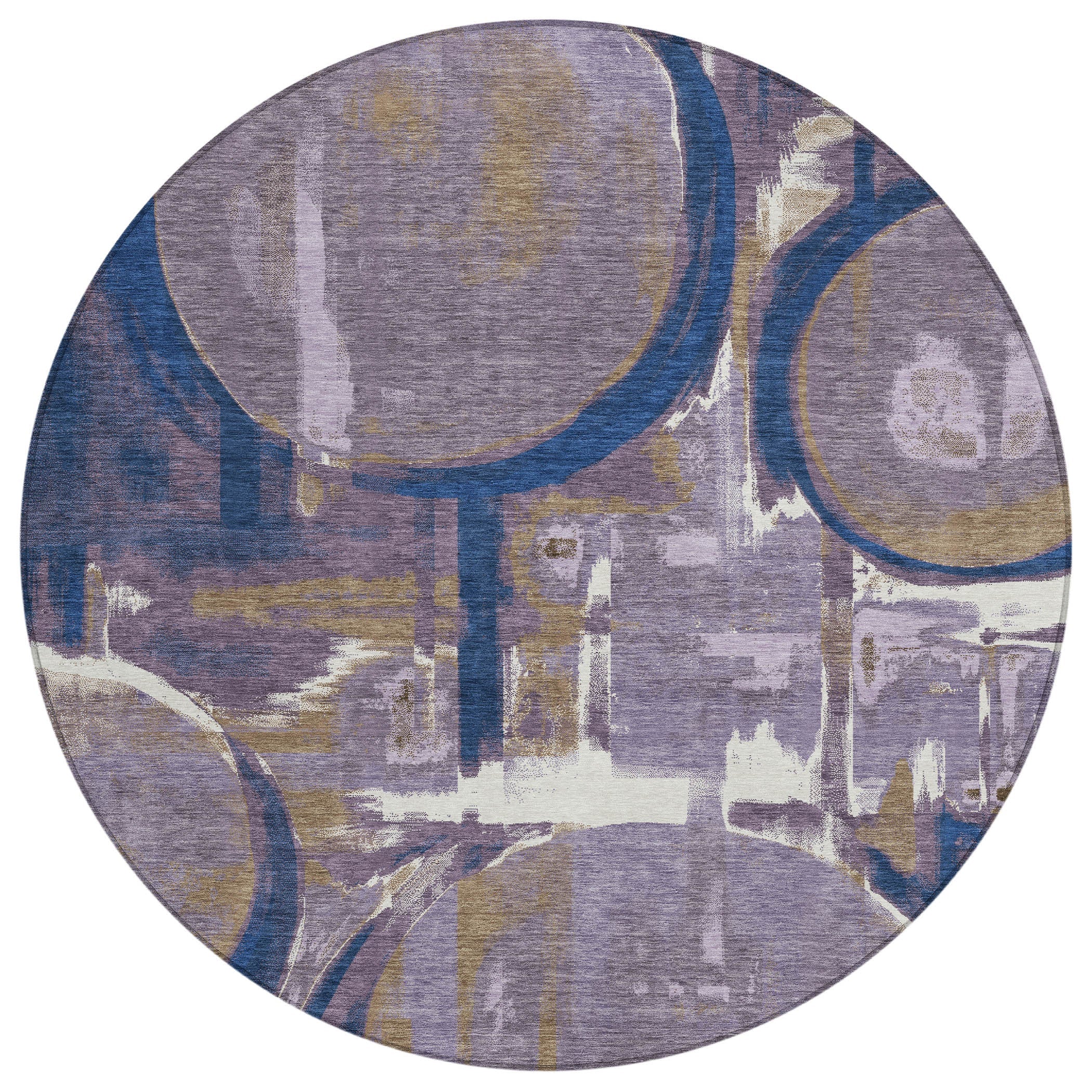 8' Plum And Purple Round Abstract Washable Indoor Outdoor Area Rug Homeroots Outdoor