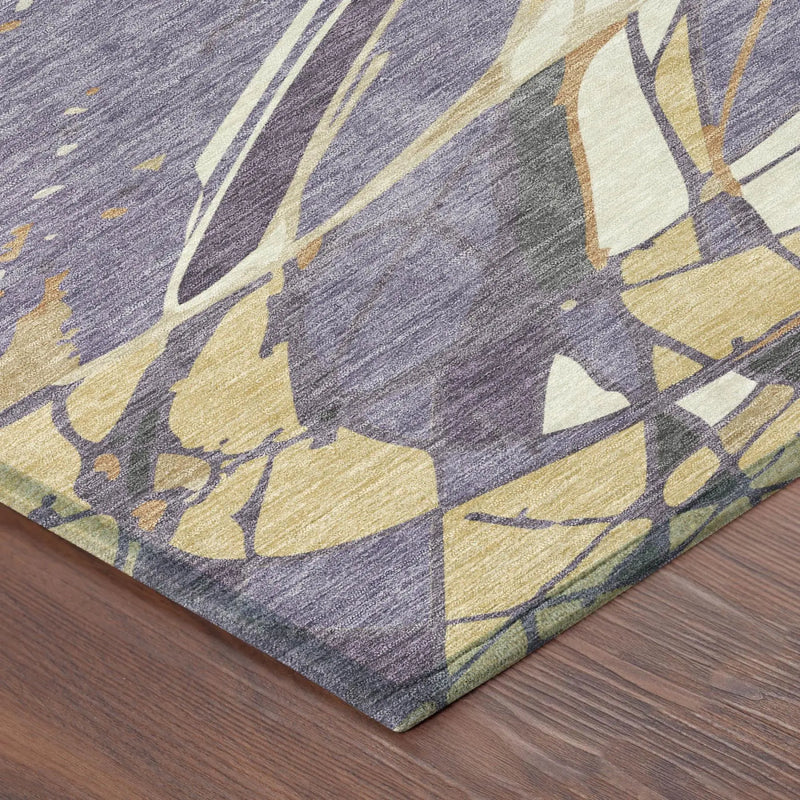 8' Plum And Purple Round Abstract Washable Indoor Outdoor Area Rug Homeroots Outdoor