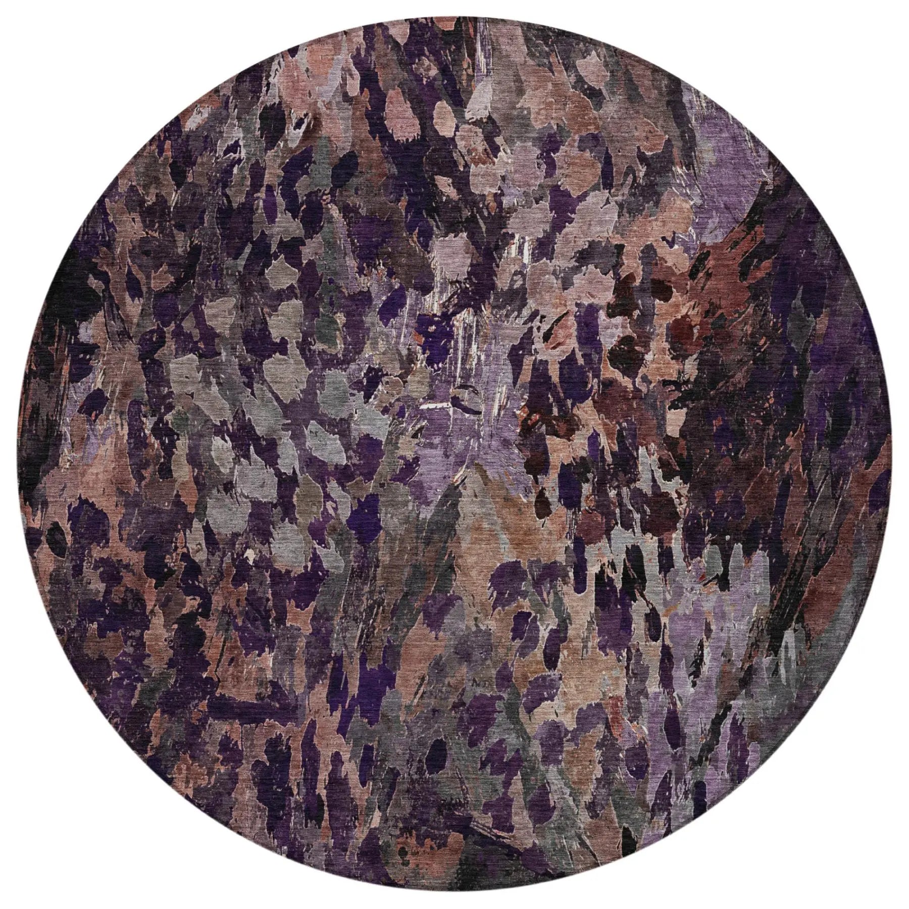 8' Plum And Purple Round Abstract Washable Indoor Outdoor Area Rug Homeroots Outdoor