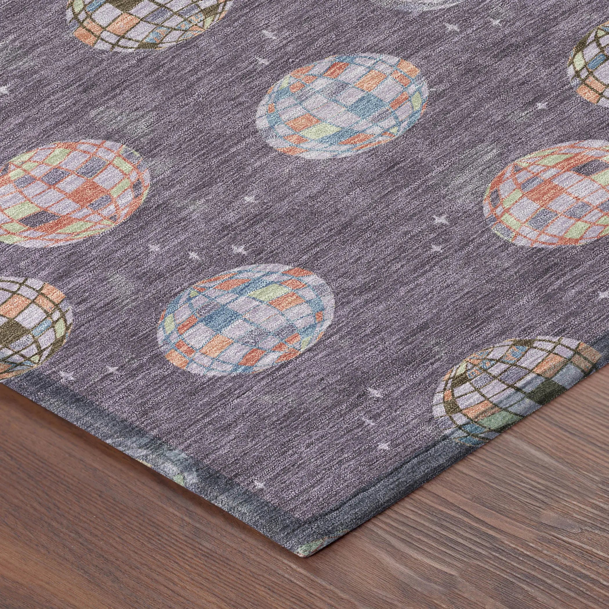 8' Plum And Purple Round Geometric Washable Indoor Outdoor Area Rug Homeroots Outdoor