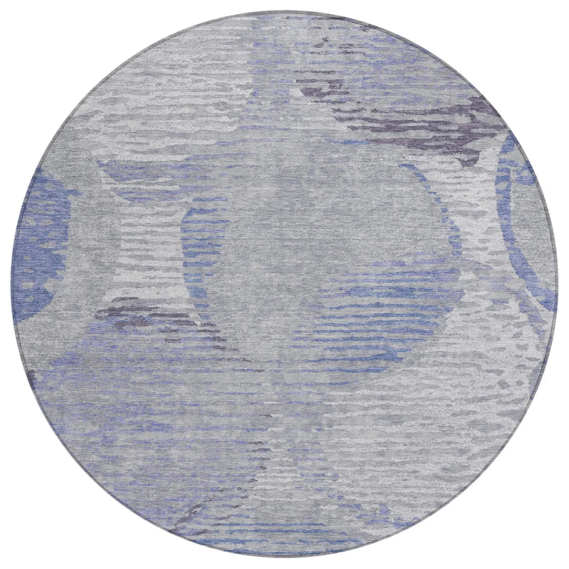 8' Plum And Purple Round Geometric Washable Indoor Outdoor Area Rug Homeroots Outdoor