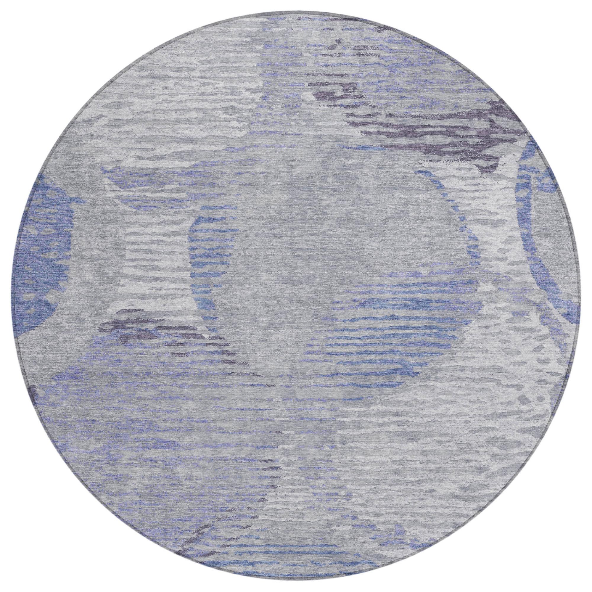 8' Plum And Purple Round Geometric Washable Indoor Outdoor Area Rug Homeroots Outdoor