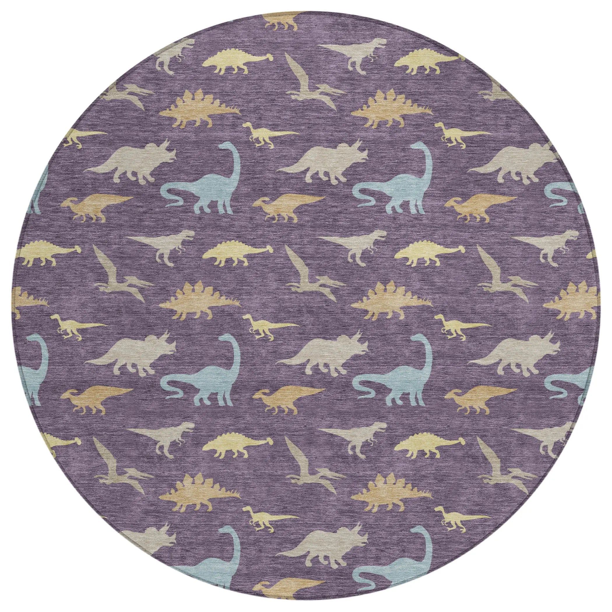8' Plum And Purple Round Geometric Washable Indoor Outdoor Area Rug Homeroots Outdoor