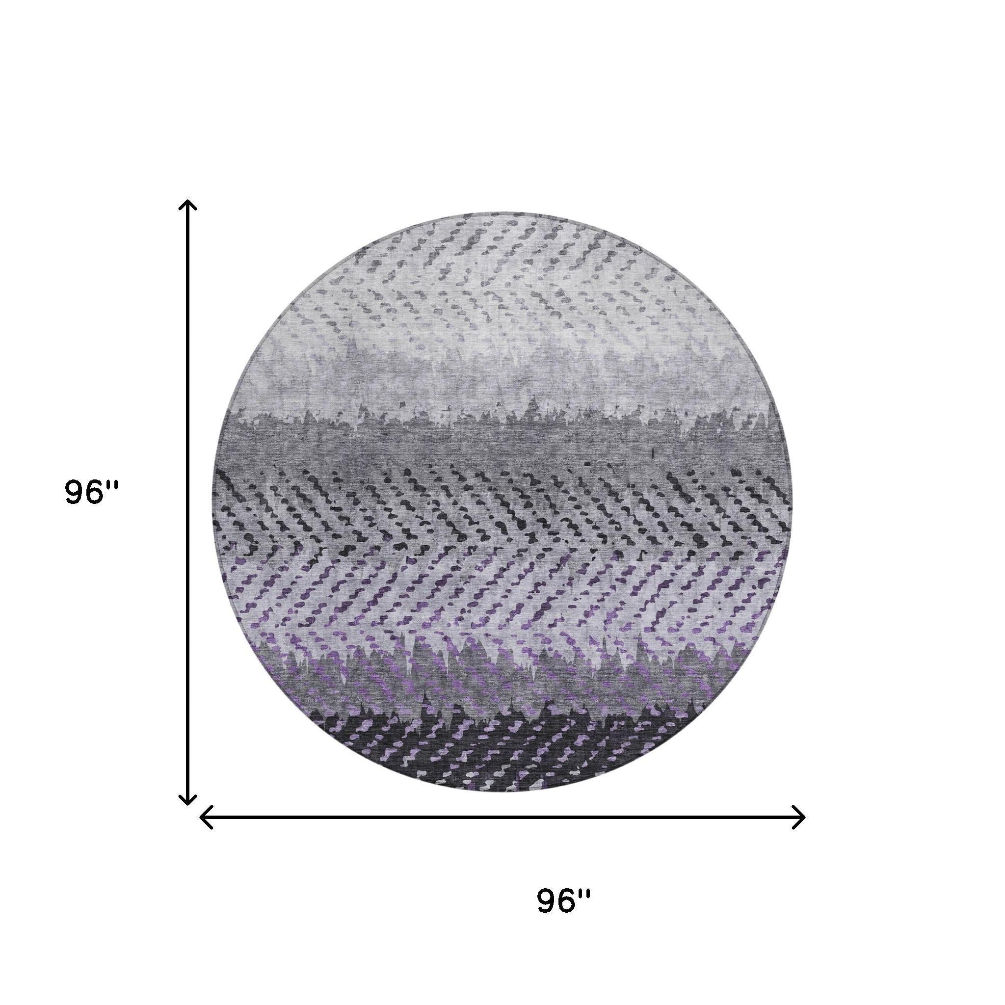 8' Plum And Purple Round Striped Washable Indoor Outdoor Area Rug Homeroots Outdoor