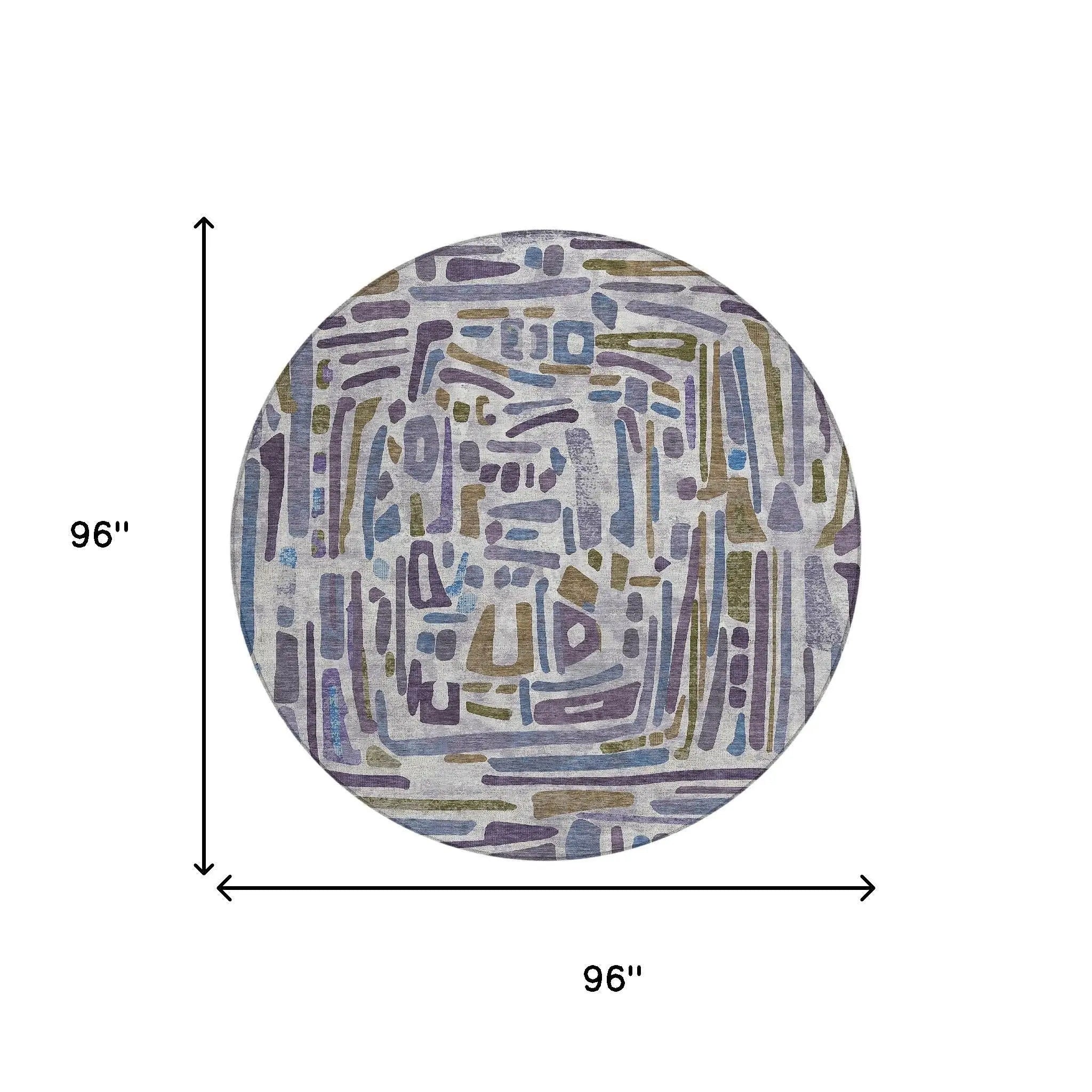 8' Purple And Brown Round Abstract Washable Indoor Outdoor Area Rug Homeroots Outdoor