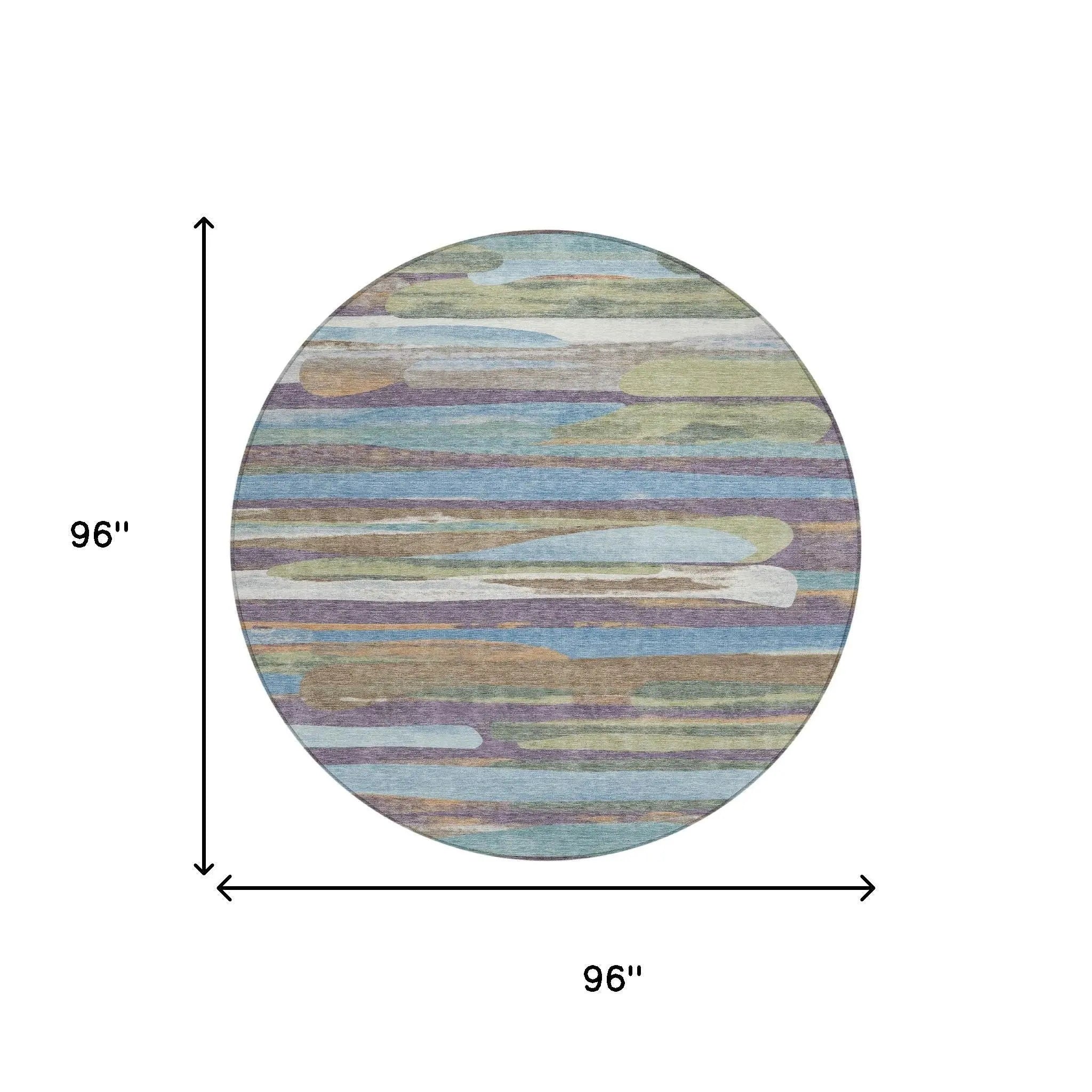 8' Purple And Green Round Abstract Washable Indoor Outdoor Area Rug Homeroots Outdoor
