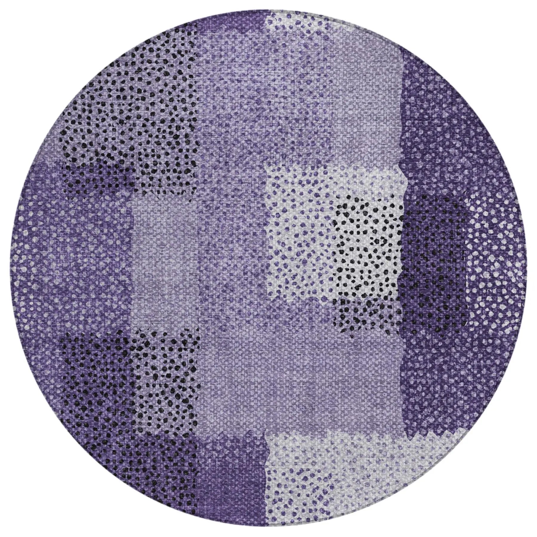 8' Purple And Lavender Round Abstract Washable Indoor Outdoor Area Rug Homeroots Outdoor
