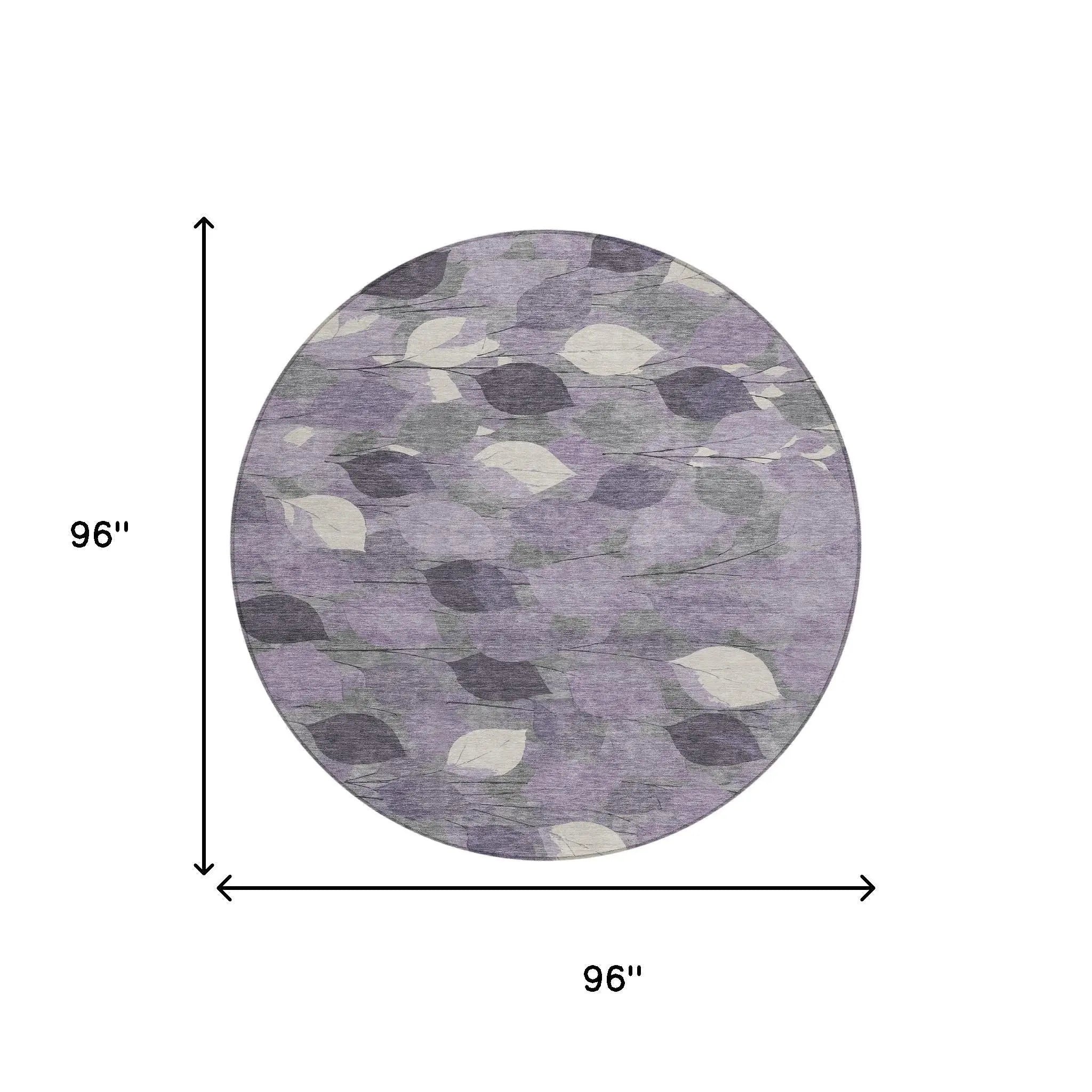 8' Purple And Lavender Round Floral Washable Indoor Outdoor Area Rug Homeroots Outdoor