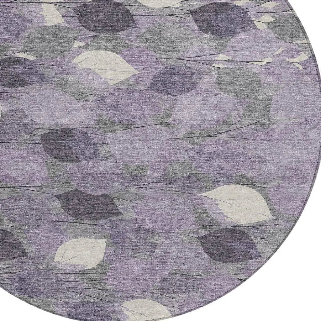 8' Purple And Lavender Round Floral Washable Indoor Outdoor Area Rug Homeroots Outdoor