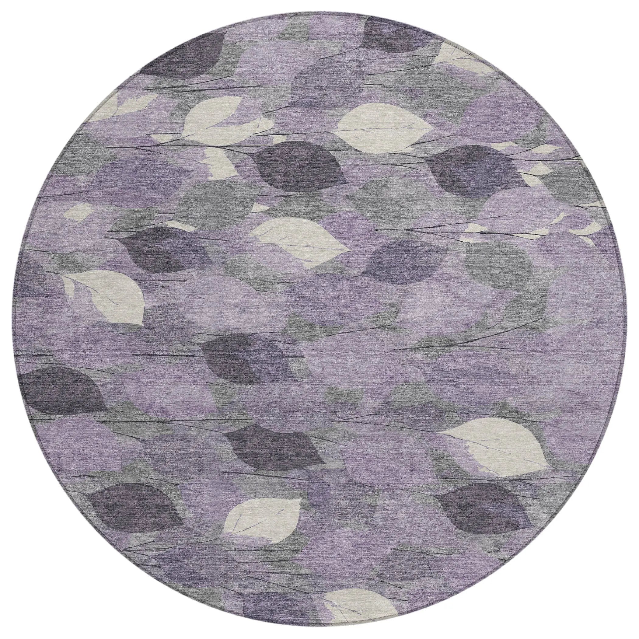 8' Purple And Lavender Round Floral Washable Indoor Outdoor Area Rug Homeroots Outdoor