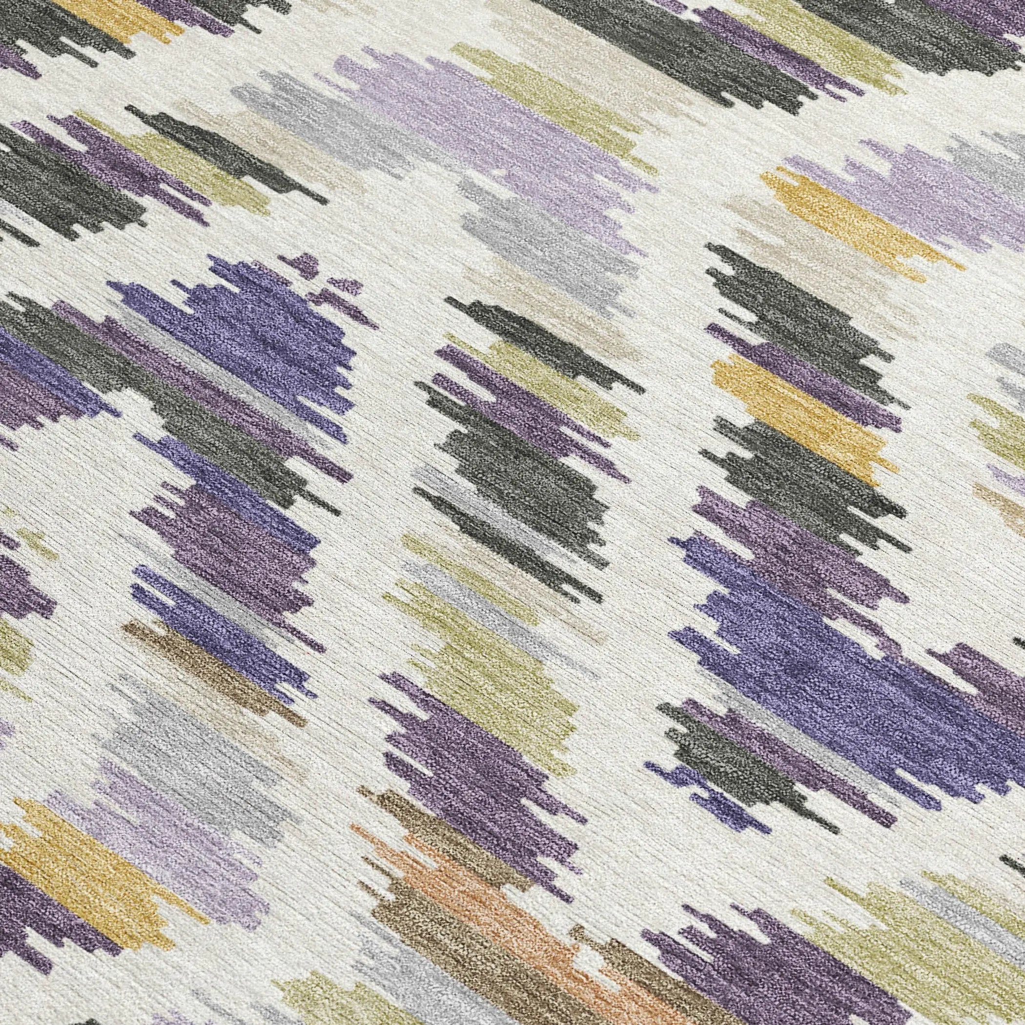 8' Purple And Lavender Round Tribal Washable Indoor Outdoor Area Rug Homeroots Outdoor