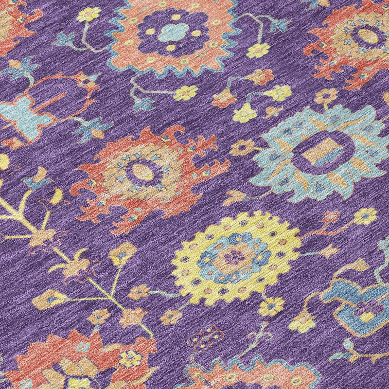 8' Purple And Plum Round Geometric Washable Indoor Outdoor Area Rug Homeroots Outdoor