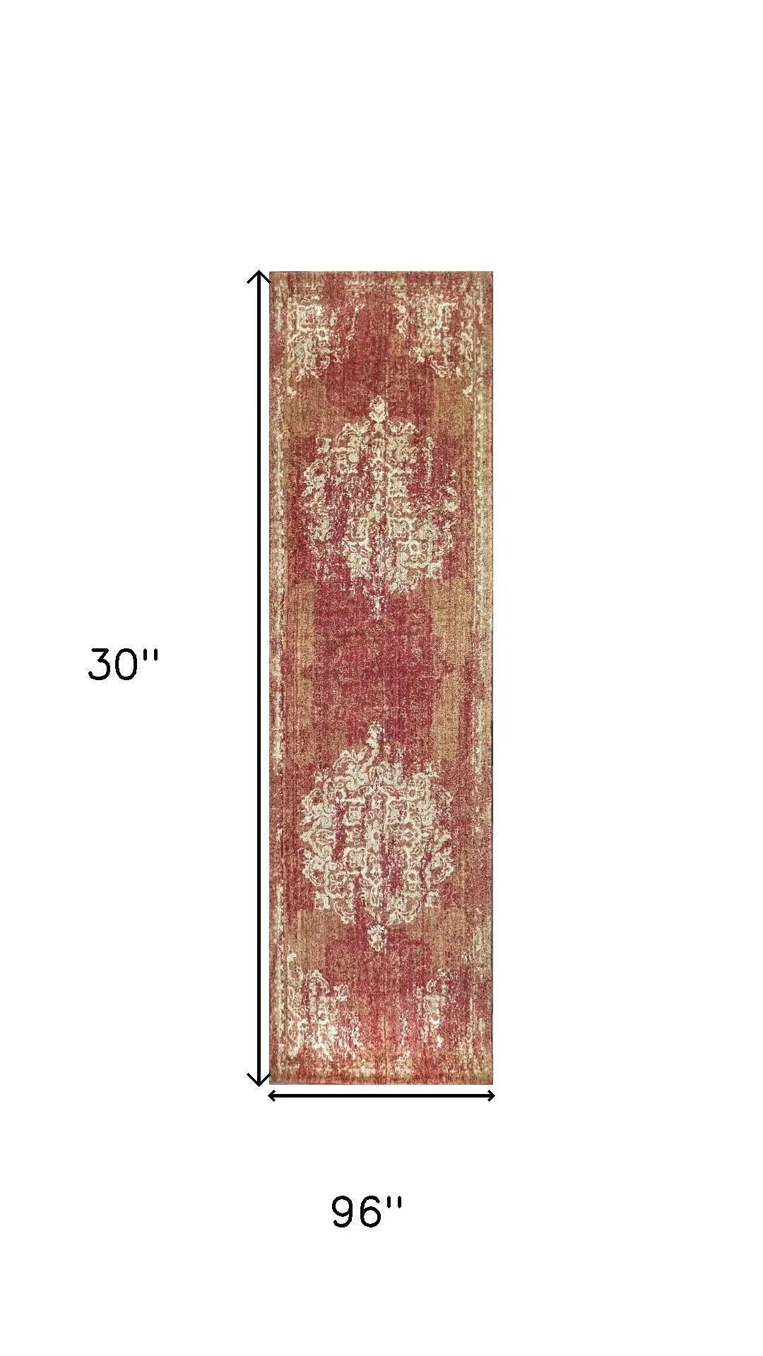 8' Red And Beige New Zealand Lambs Wool Medallion Hand Carved Handmade Area Rug Homeroots Home Decor