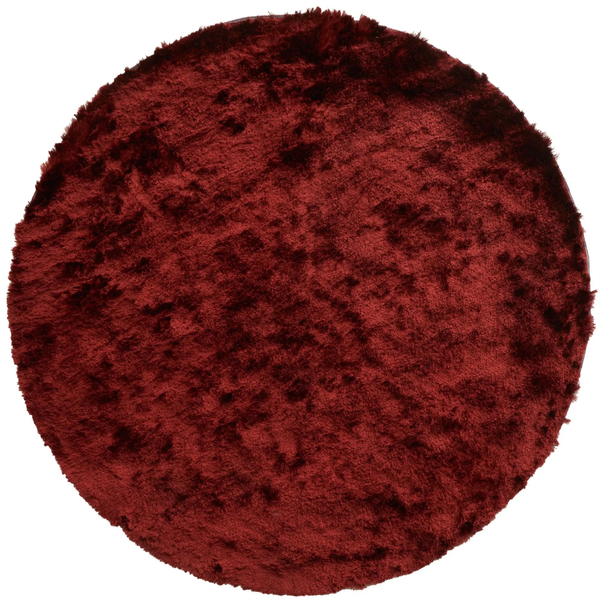 8' Red And Black Shag Hand Tufted Round Rug Homeroots Home Decor