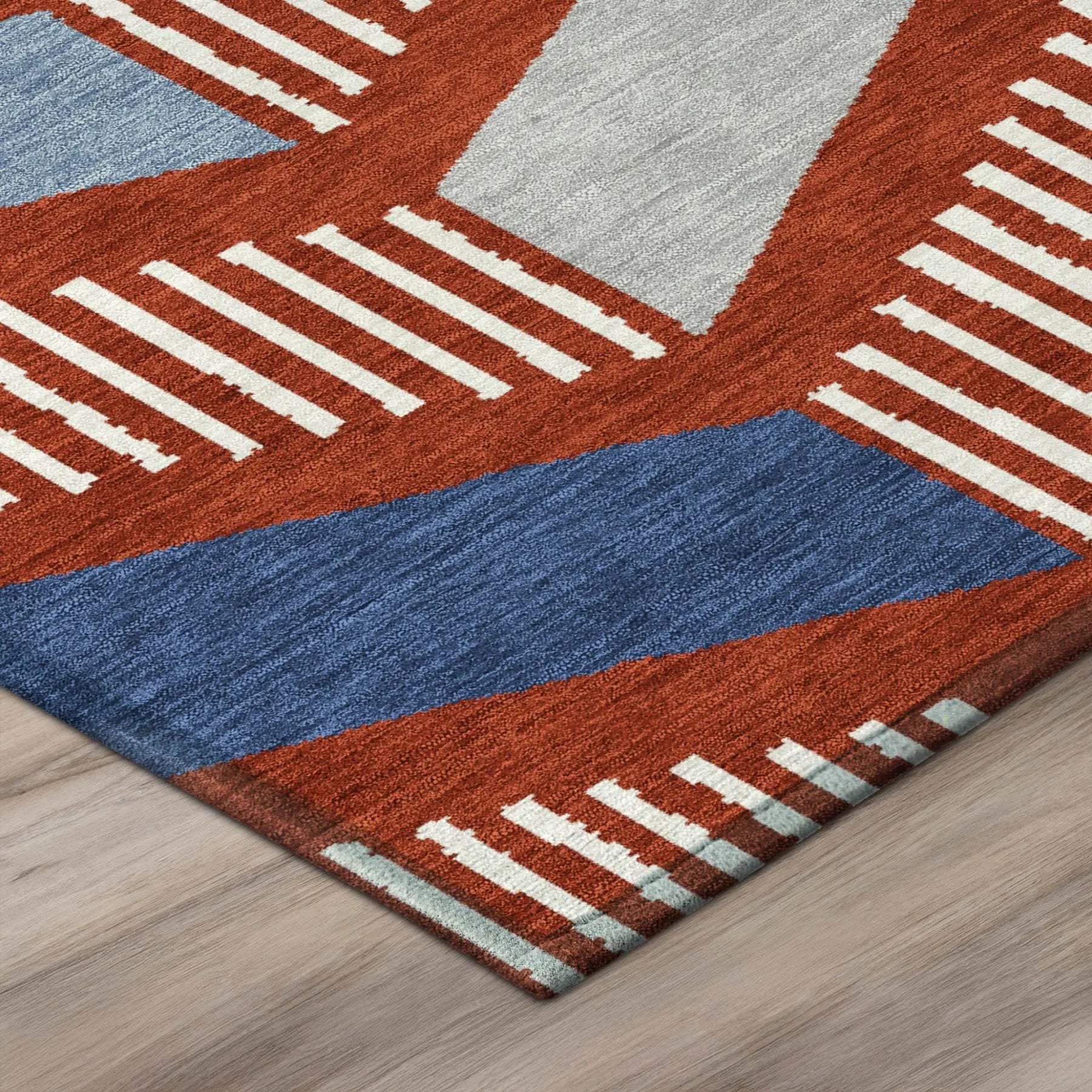 8' Red And Ivory Round Geometric Washable Indoor Outdoor Area Rug Homeroots Outdoor