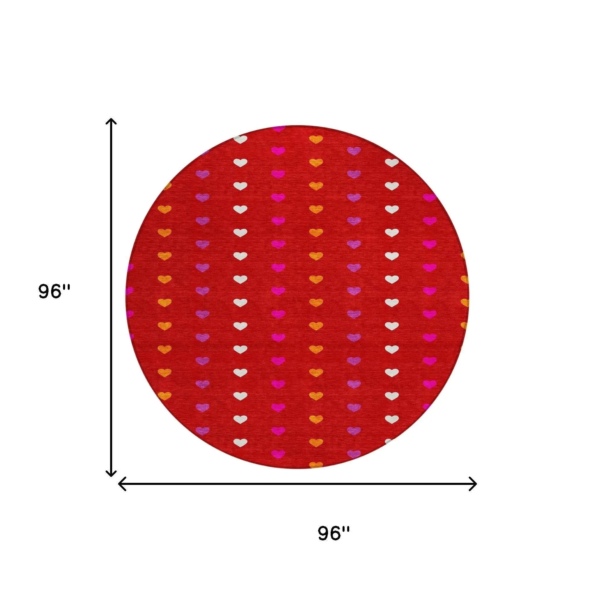 8' Red And Ivory Round Geometric Washable Indoor Outdoor Area Rug Homeroots Outdoor