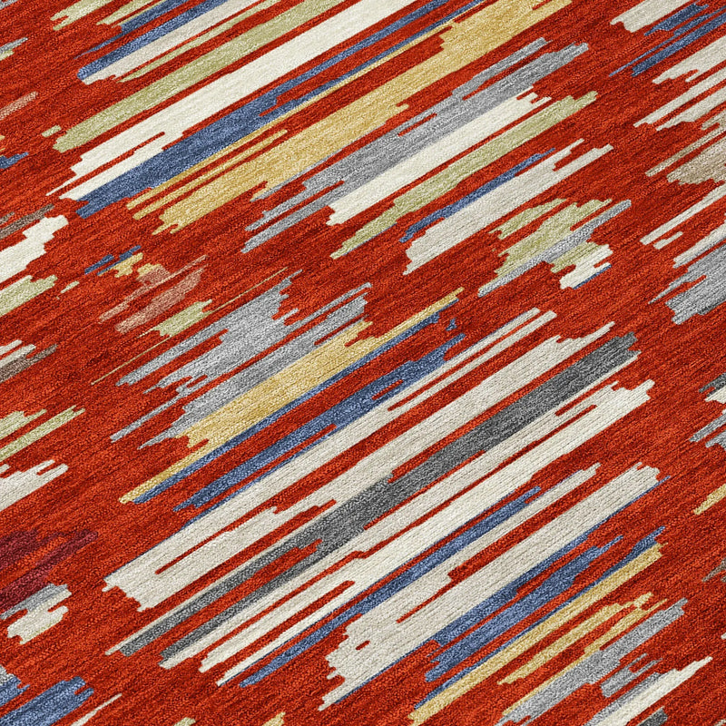 8' Red And Ivory Round Southwestern Washable Indoor Outdoor Area Rug Homeroots Outdoor