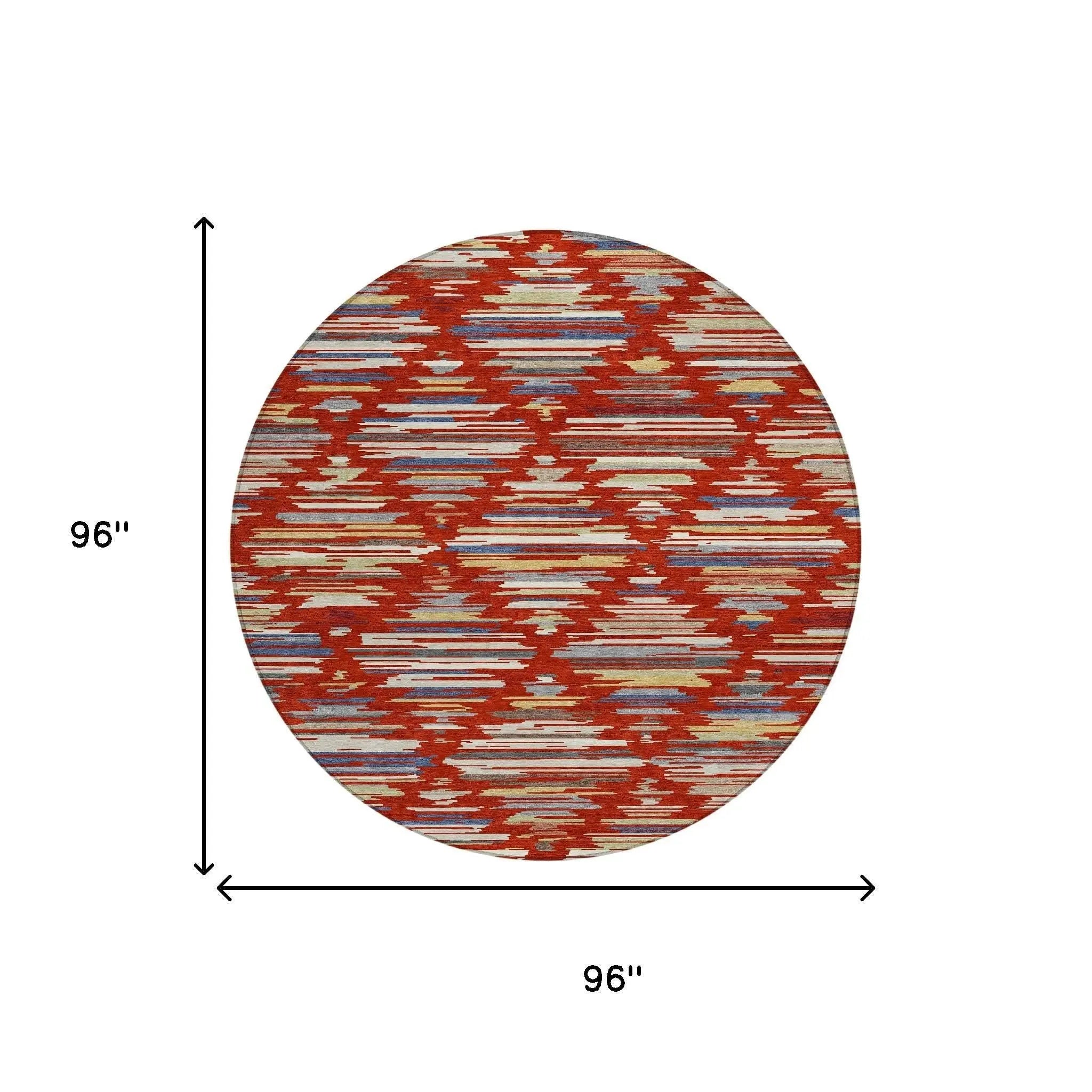 8' Red And Ivory Round Southwestern Washable Indoor Outdoor Area Rug Homeroots Outdoor