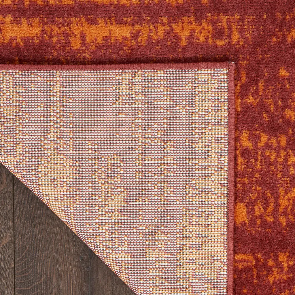 8' Red And Orange Abstract Indoor Outdoor Runner Rug Homeroots Outdoor