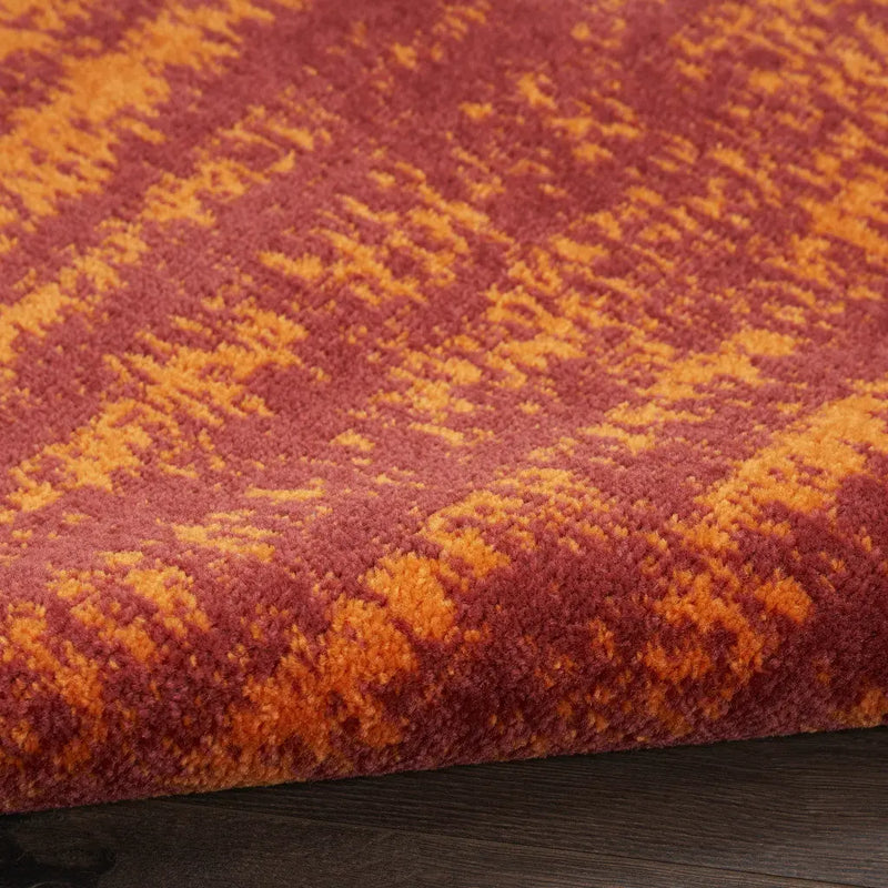 8' Red And Orange Abstract Indoor Outdoor Runner Rug Homeroots Outdoor