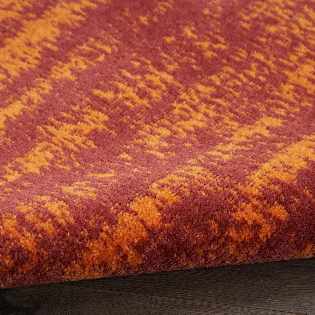 8' Red And Orange Abstract Indoor Outdoor Runner Rug Homeroots Outdoor
