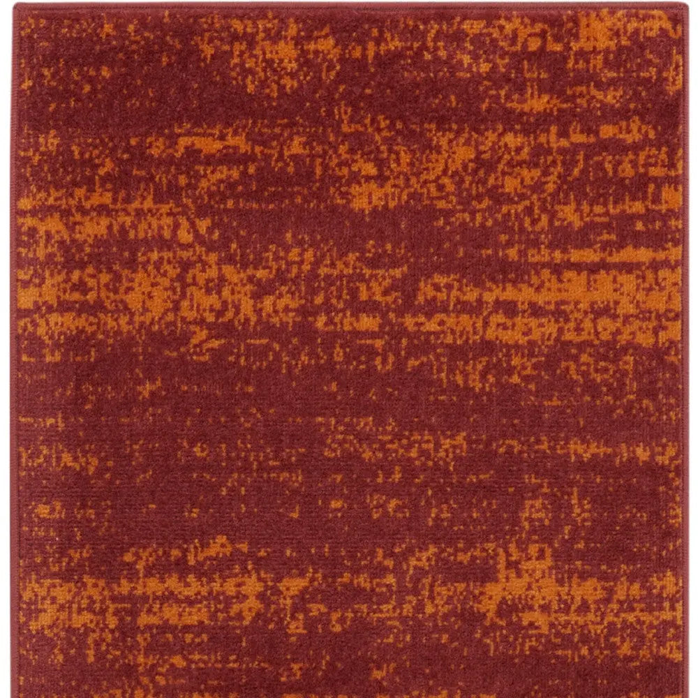 8' Red And Orange Abstract Indoor Outdoor Runner Rug Homeroots Outdoor