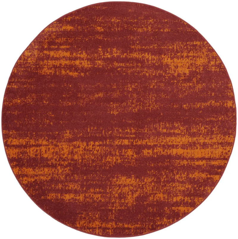 8' Red And Orange Round Abstract Indoor Outdoor Area Rug Homeroots Outdoor