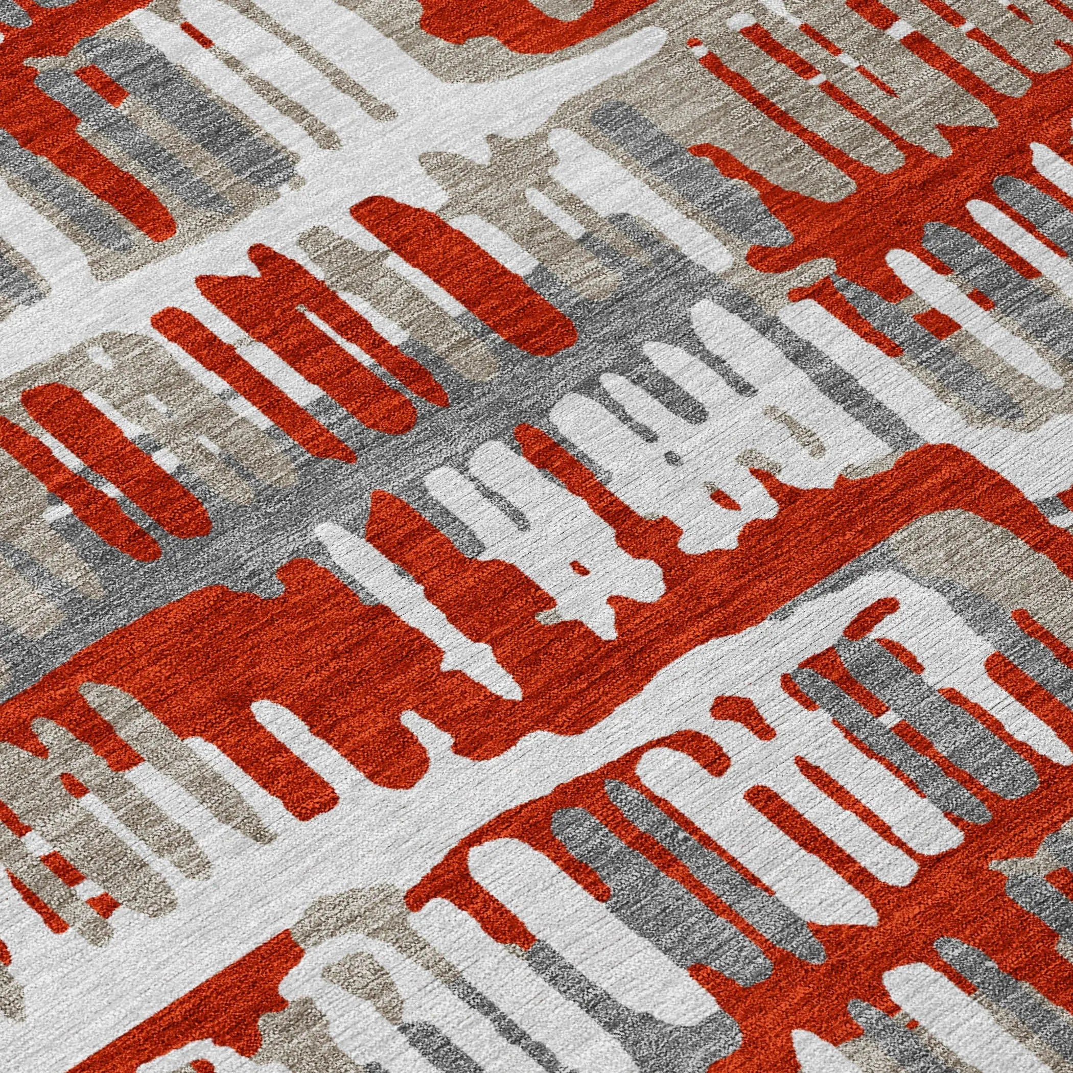 8' Red And Orange Round Abstract Washable Indoor Outdoor Area Rug Homeroots Outdoor