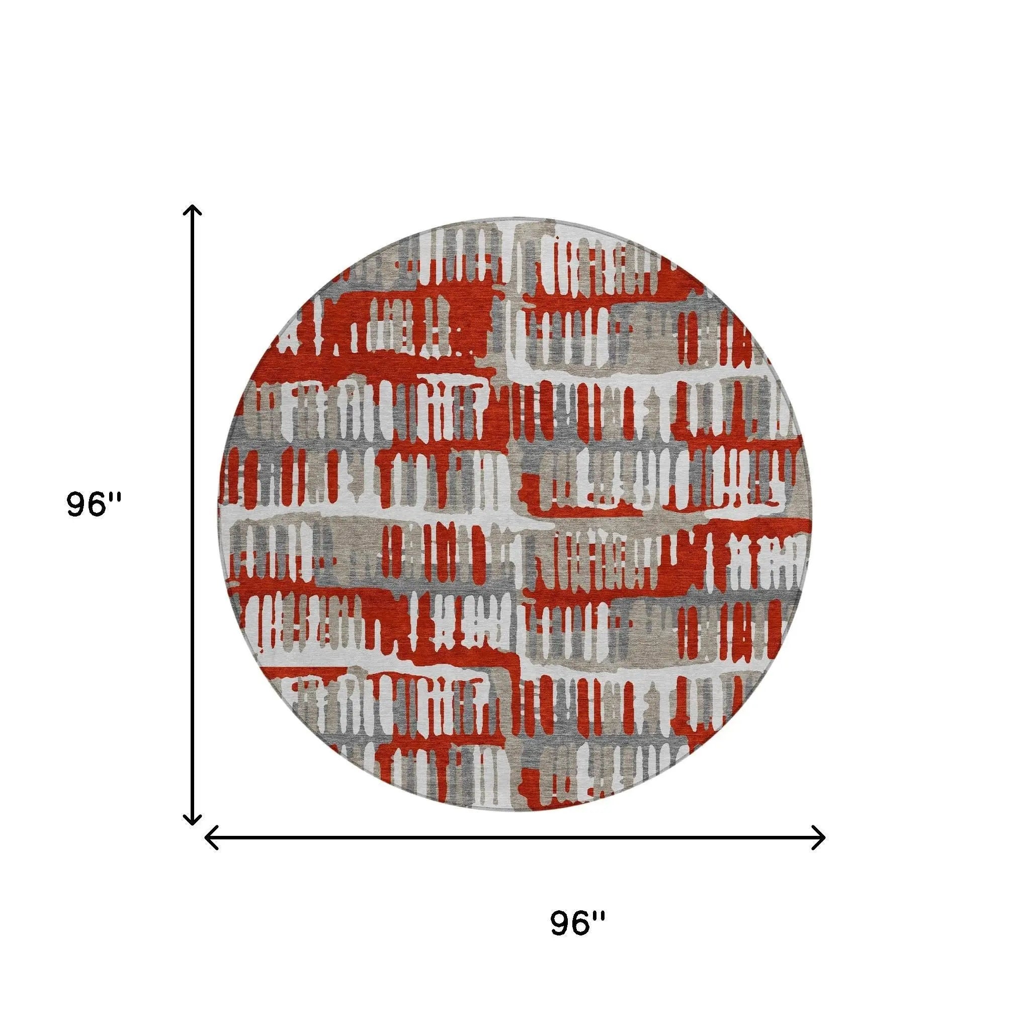 8' Red And Orange Round Abstract Washable Indoor Outdoor Area Rug Homeroots Outdoor