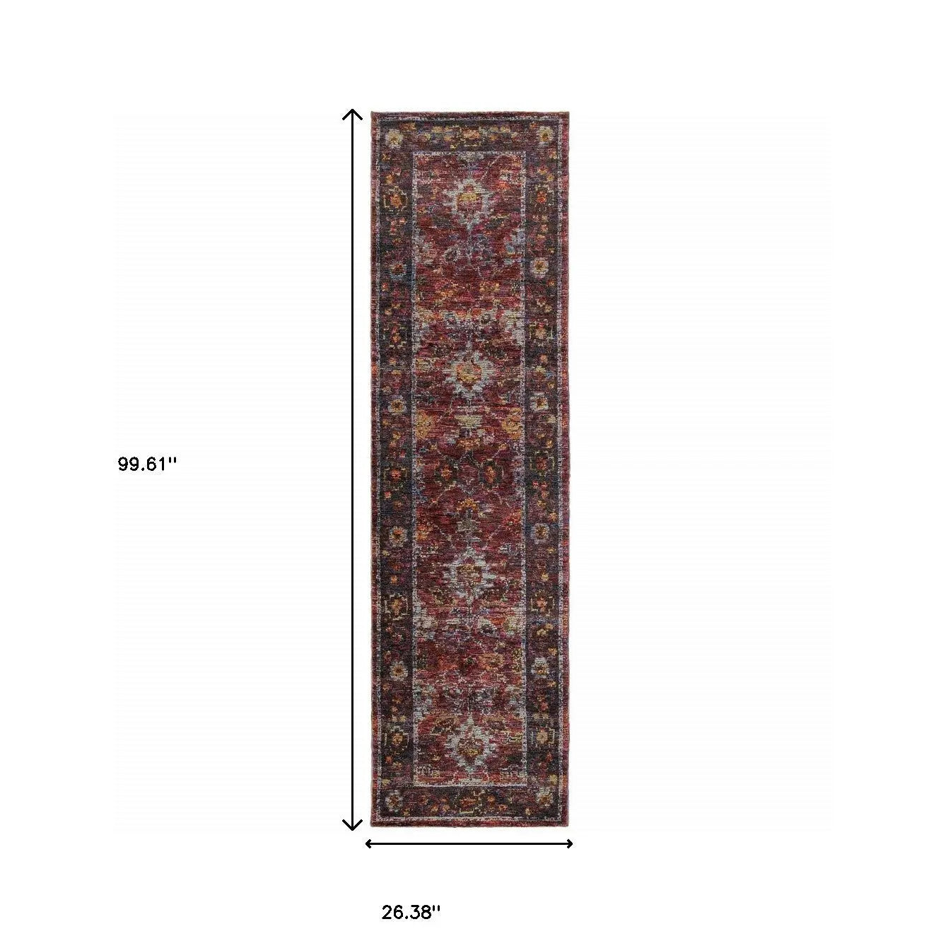 8' Red And Purple Oriental Runner Rug Homeroots Home Decor