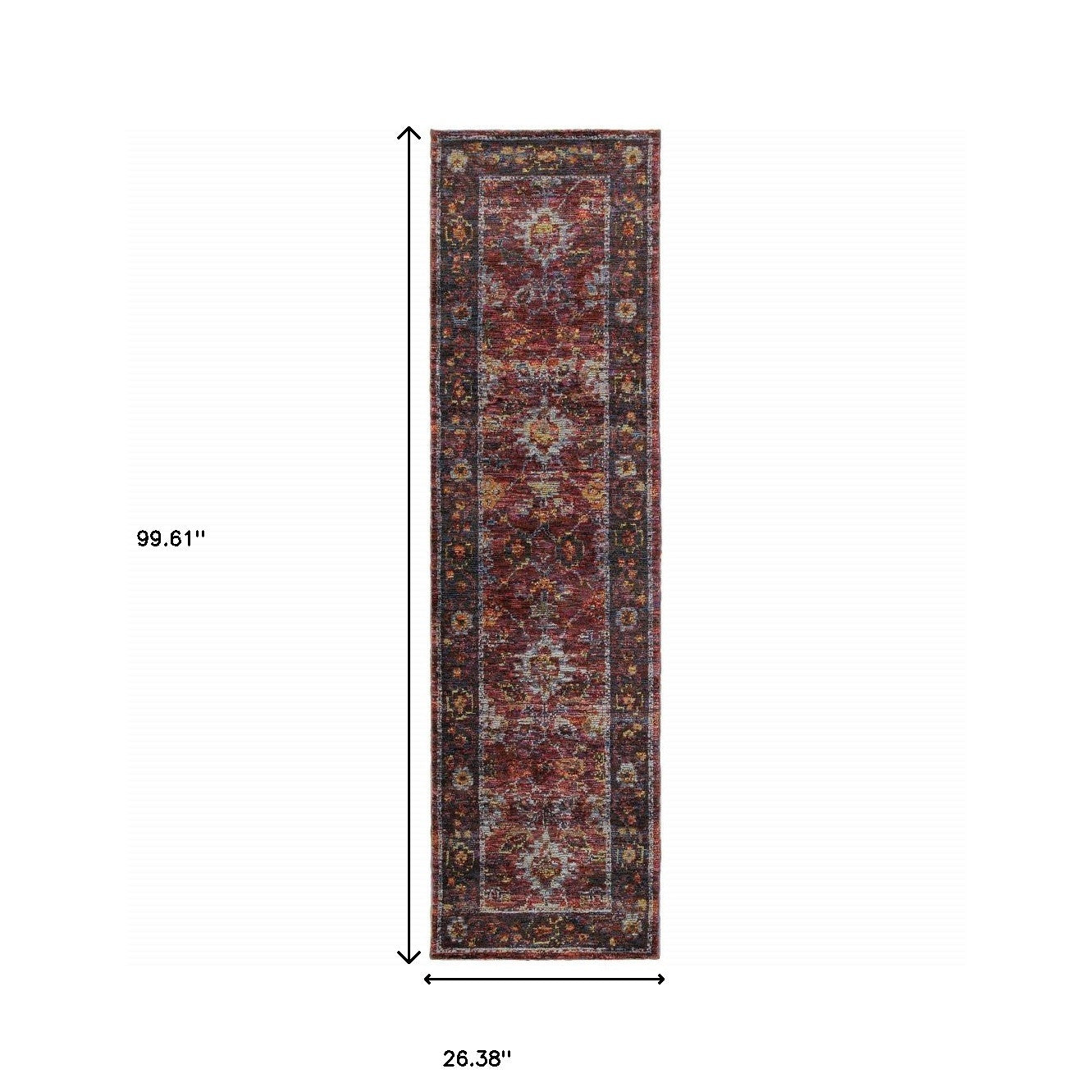 8' Red And Purple Oriental Runner Rug Homeroots Home Decor
